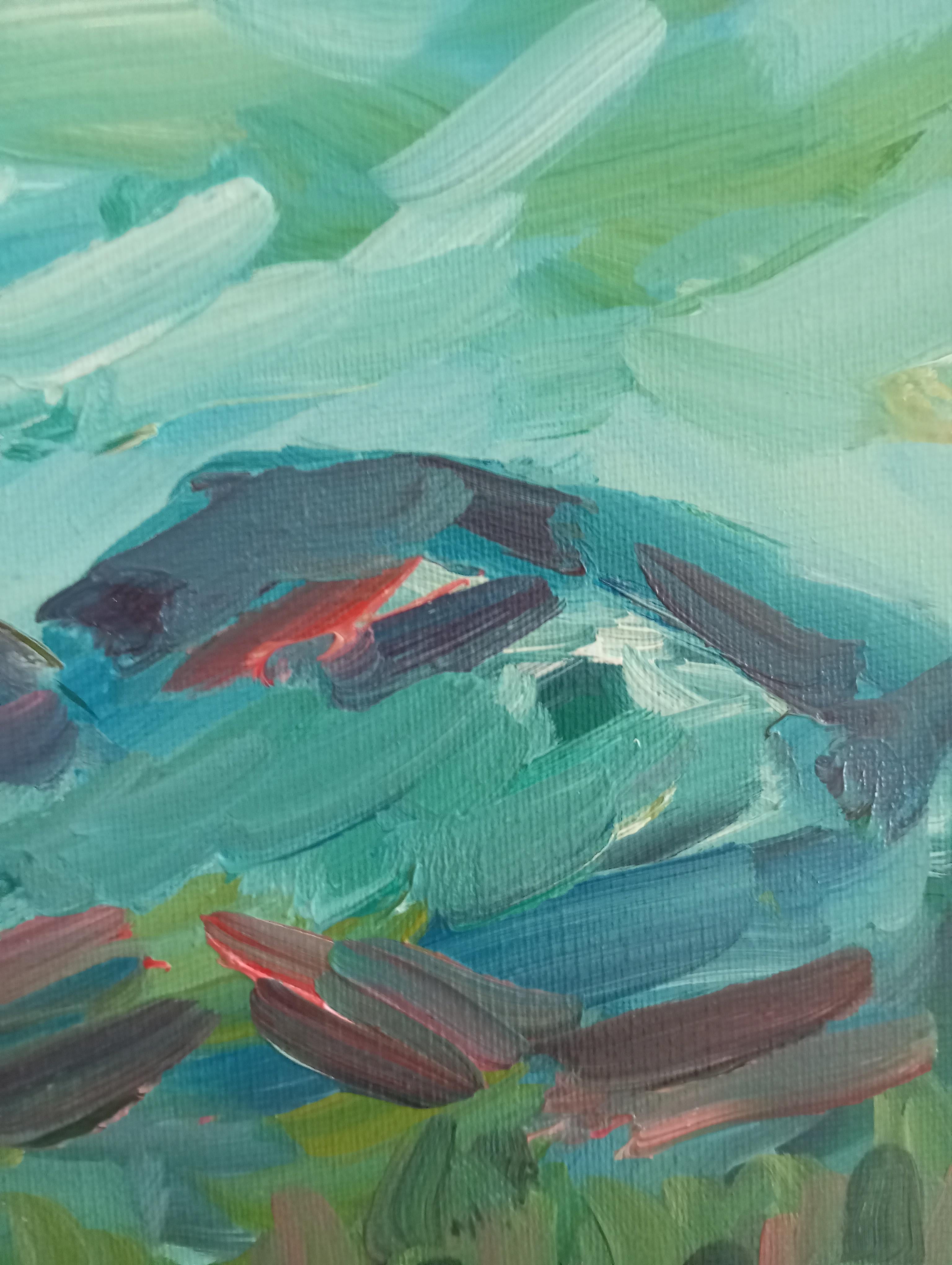 Huile impressionniste contemporaine paysage de montagne  peinture sur toile en vente 11