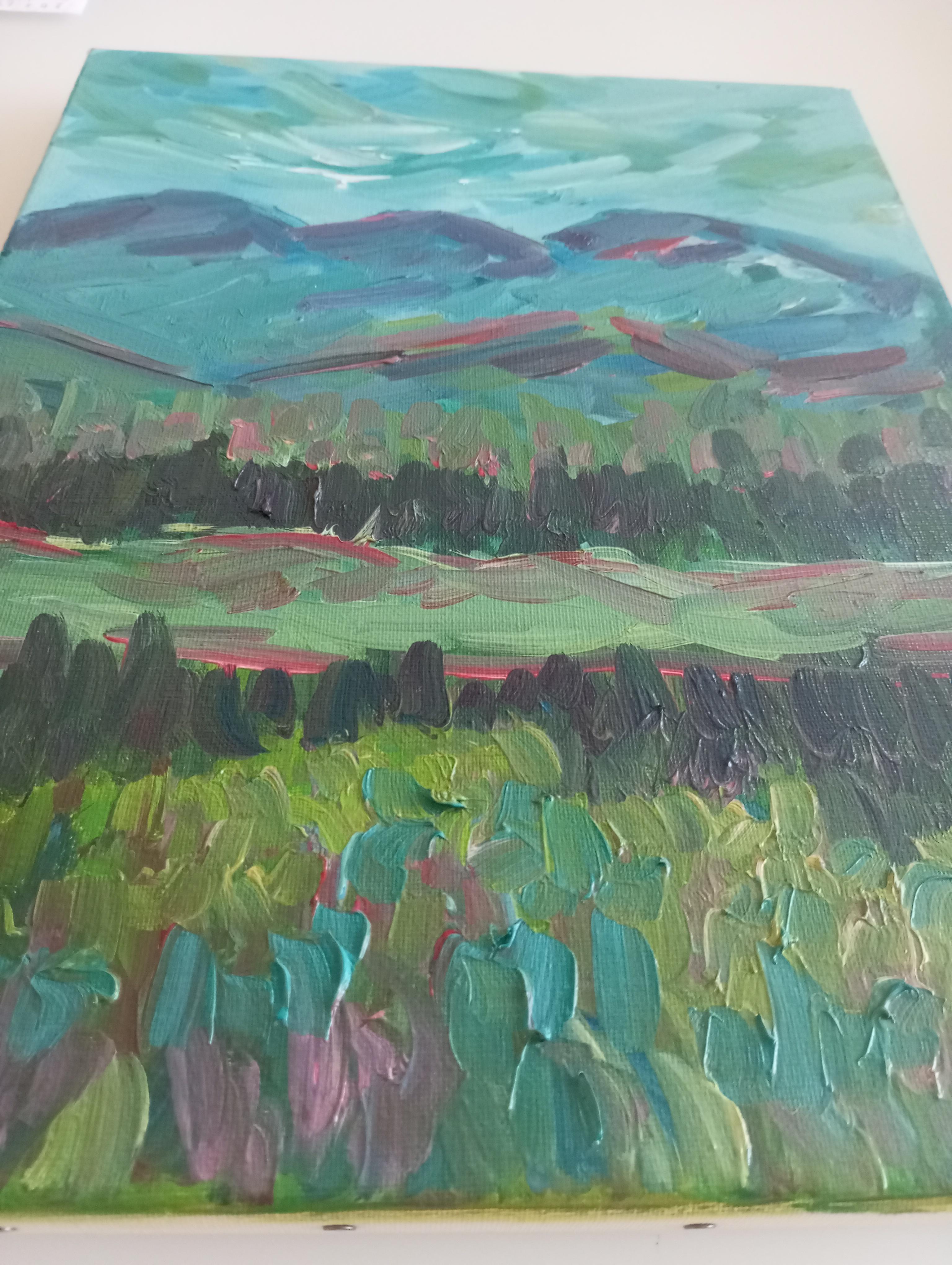 Huile impressionniste contemporaine paysage de montagne  peinture sur toile en vente 14