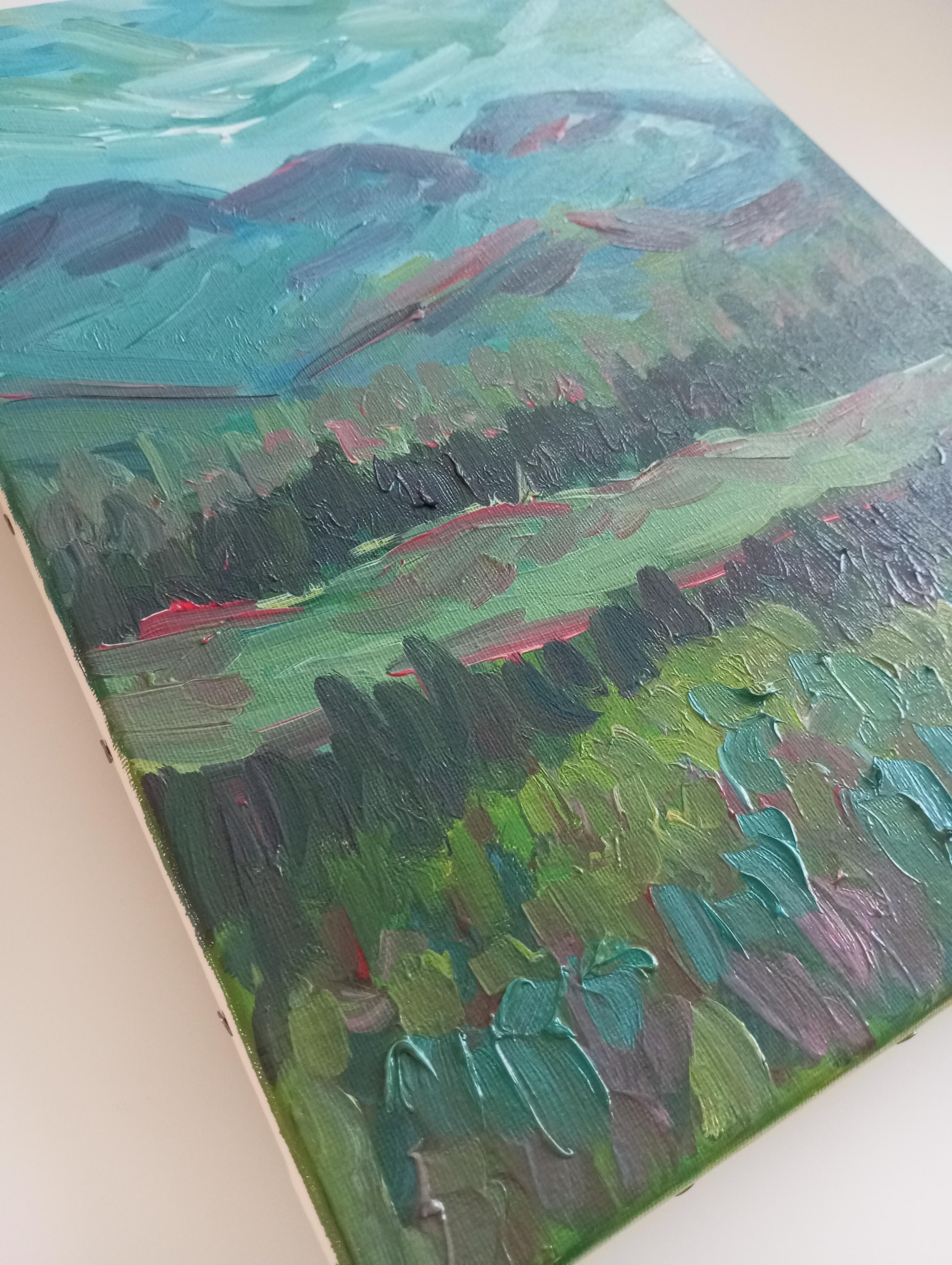 Huile impressionniste contemporaine paysage de montagne  peinture sur toile en vente 15