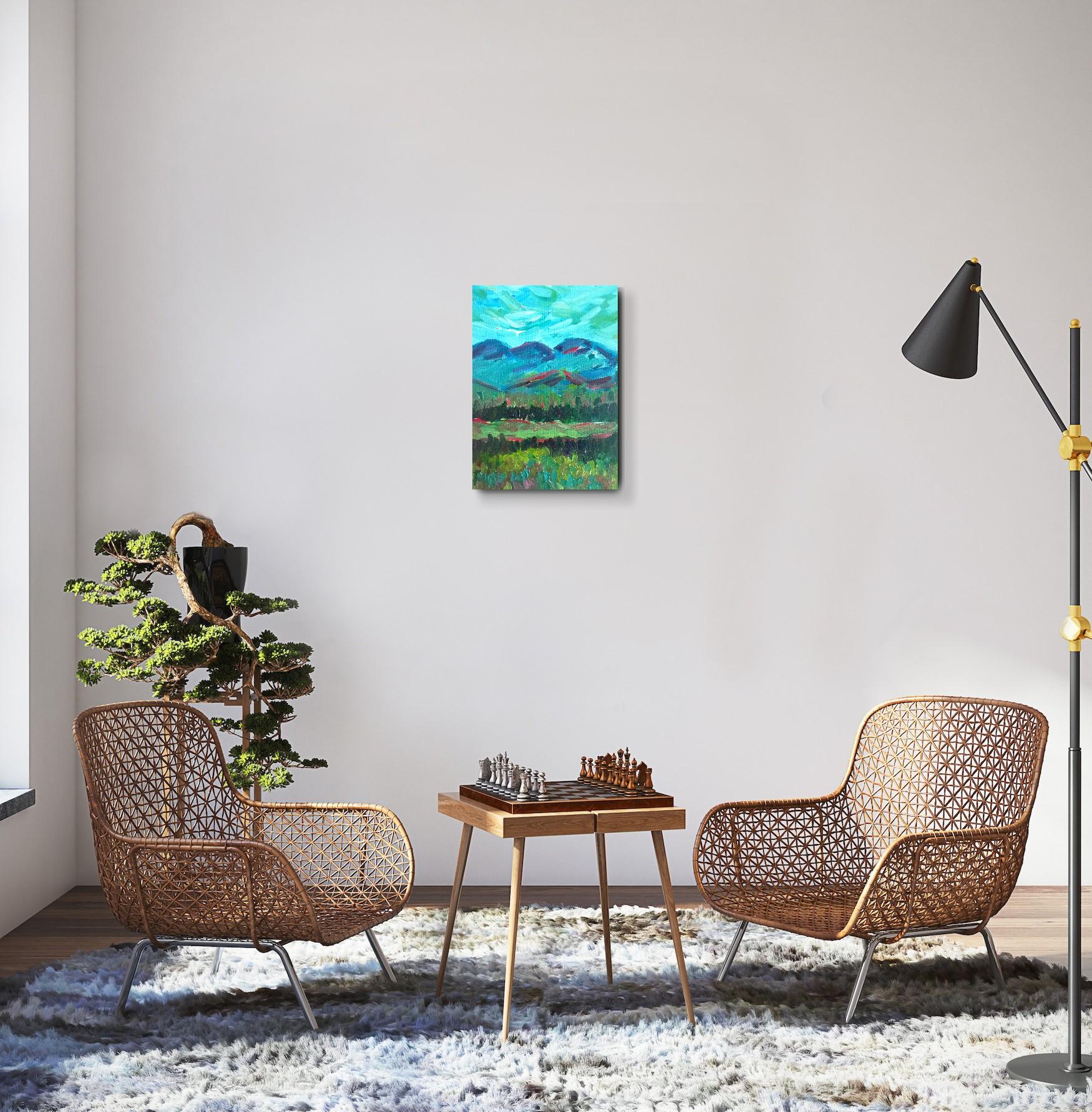 Huile impressionniste contemporaine paysage de montagne  peinture sur toile en vente 2