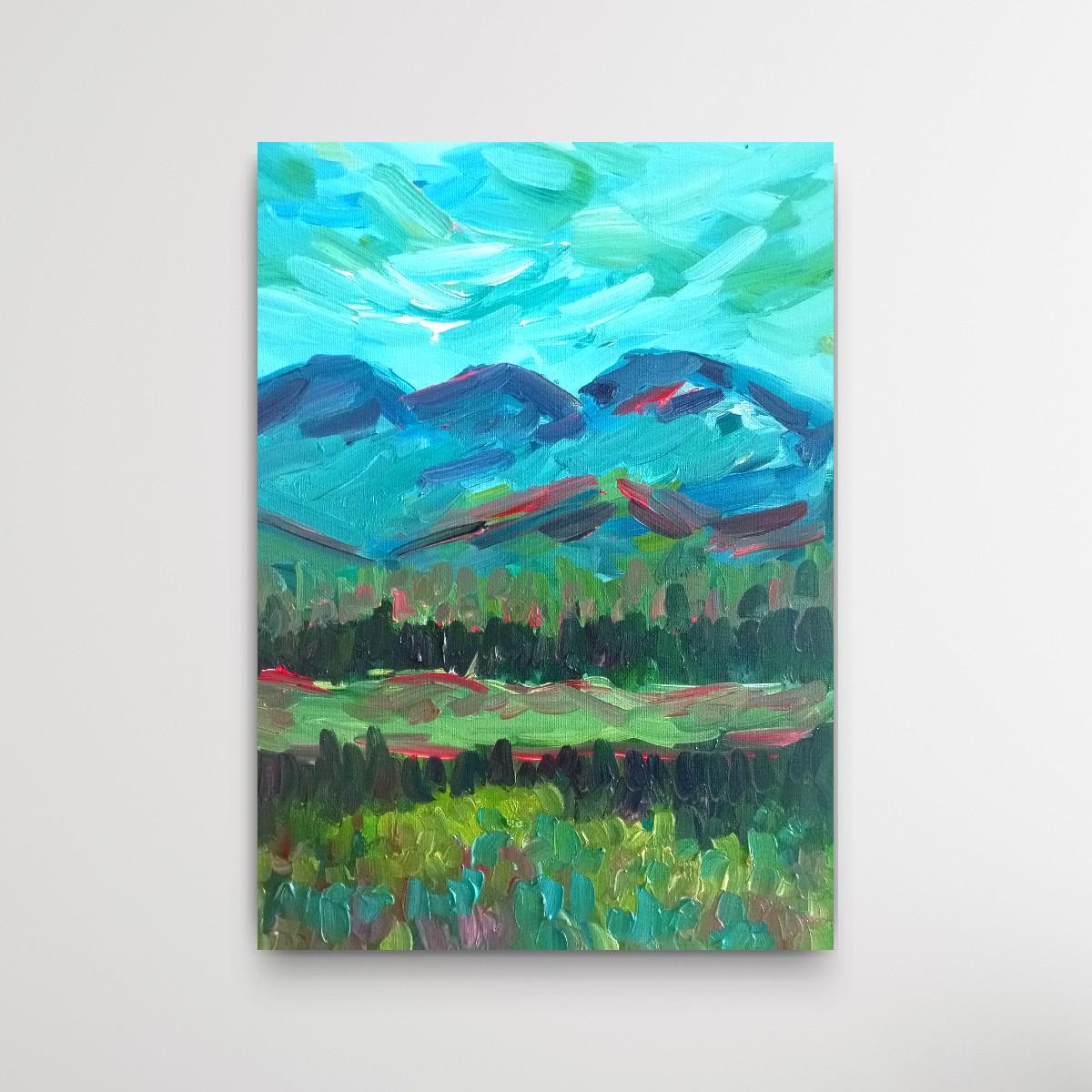 Huile impressionniste contemporaine paysage de montagne  peinture sur toile en vente 4