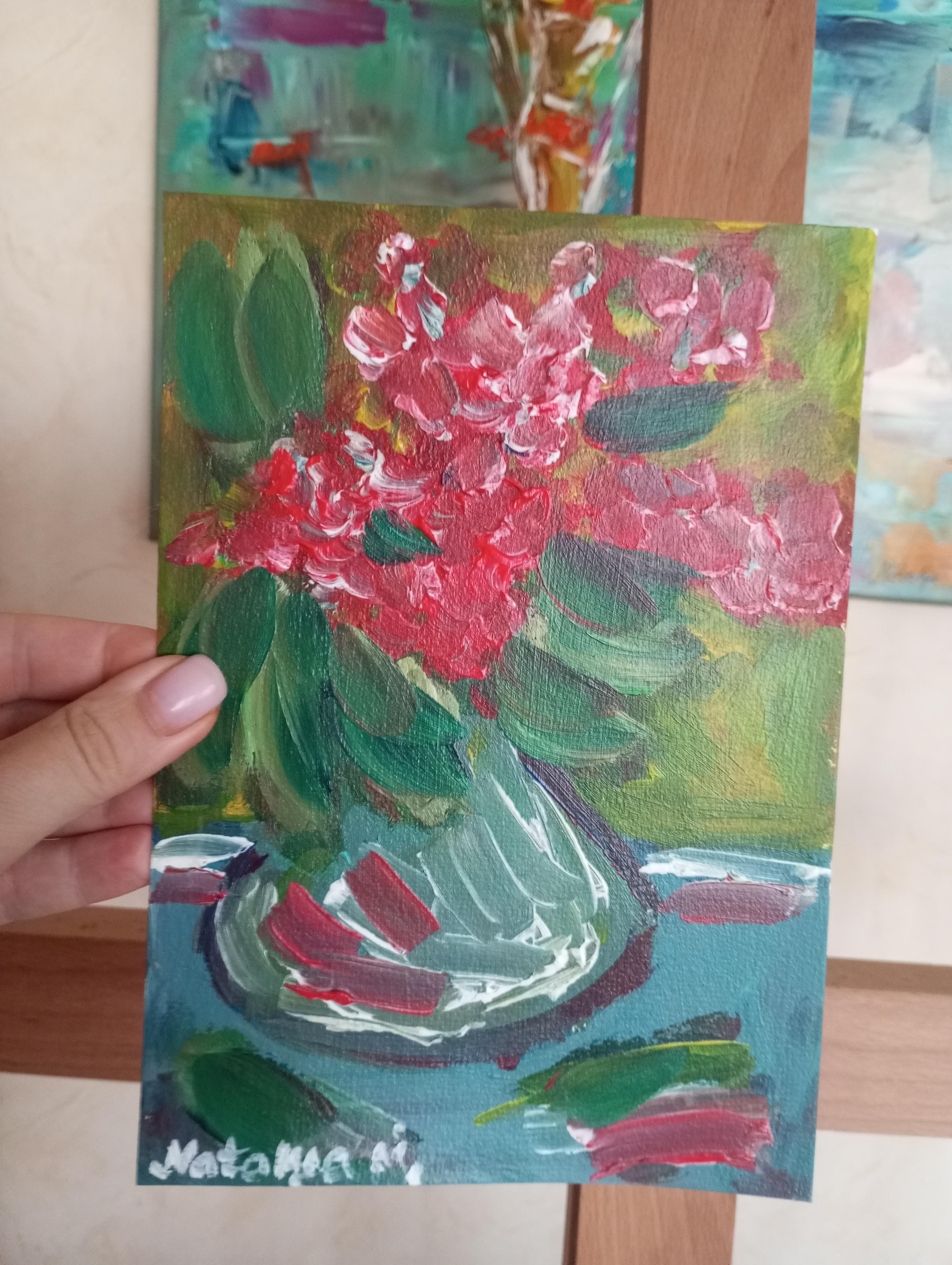 Pittura ad olio su carta di natura morta impressionista floreale contemporanea in vendita 8