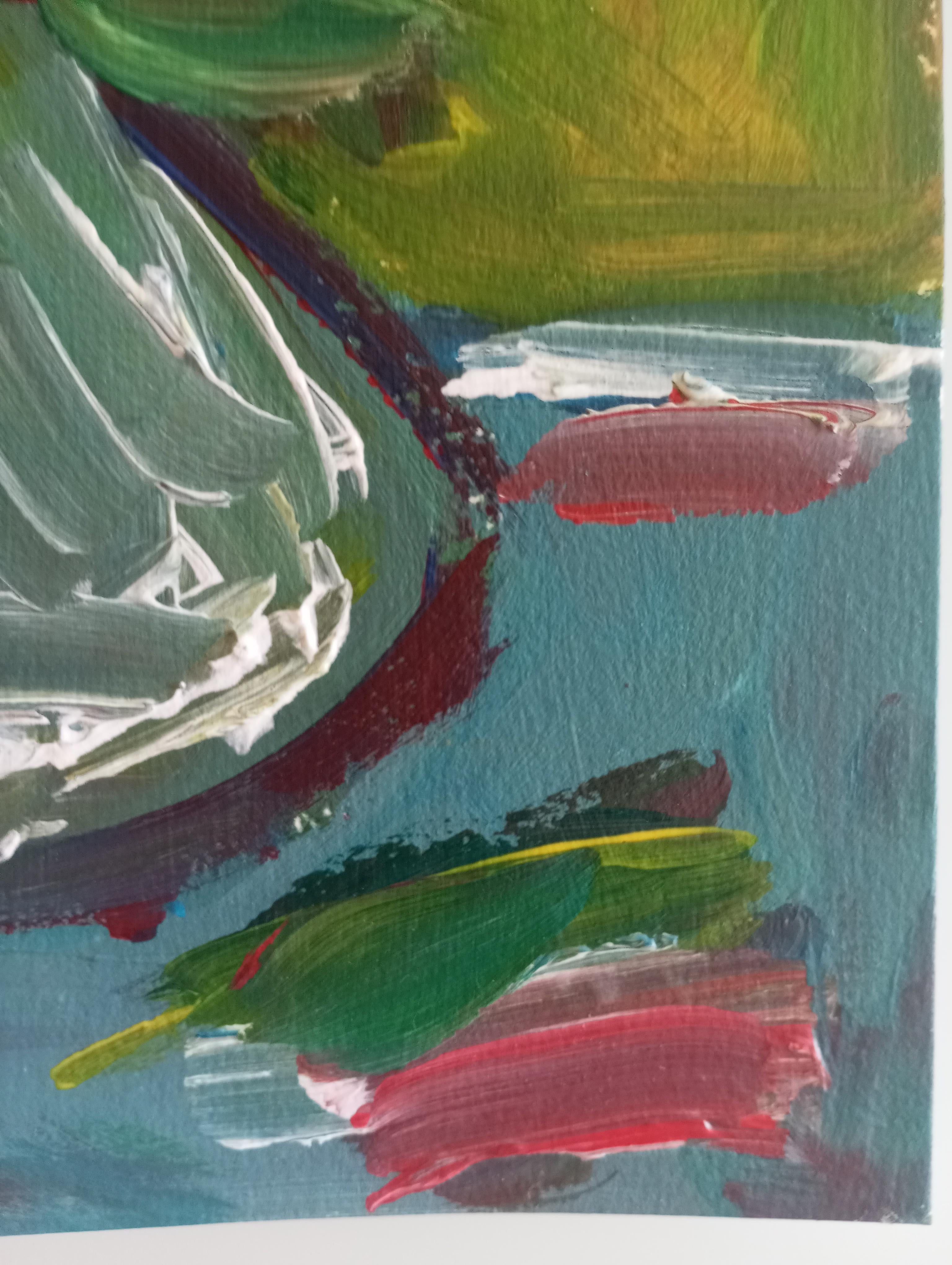 Pittura ad olio su carta di natura morta impressionista floreale contemporanea in vendita 10