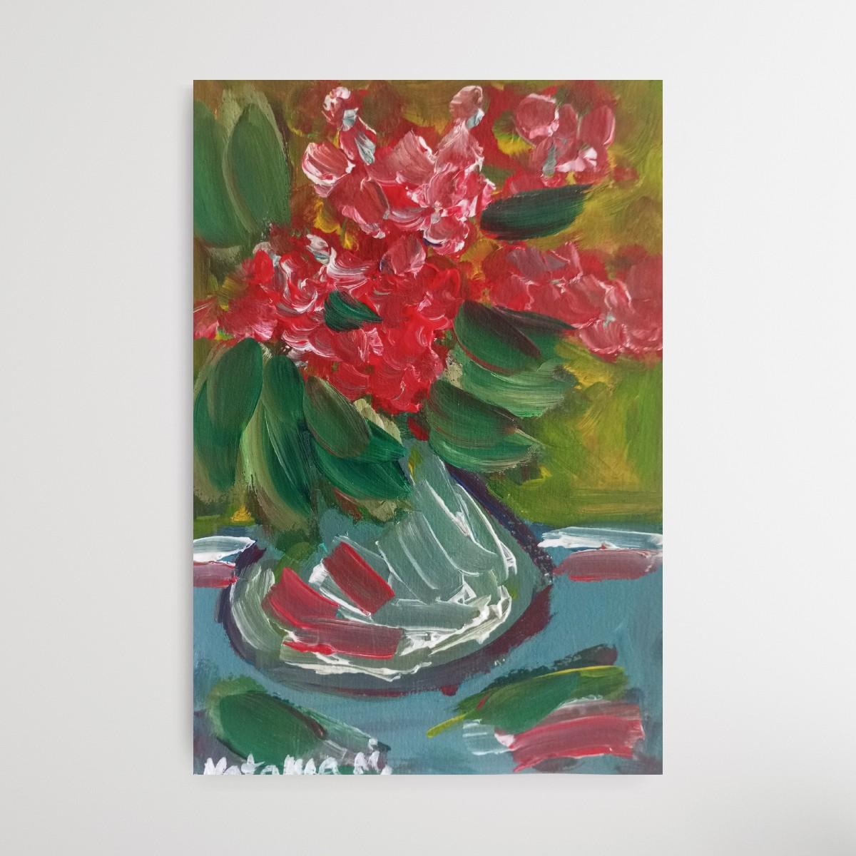 Pittura ad olio su carta di natura morta impressionista floreale contemporanea in vendita 2