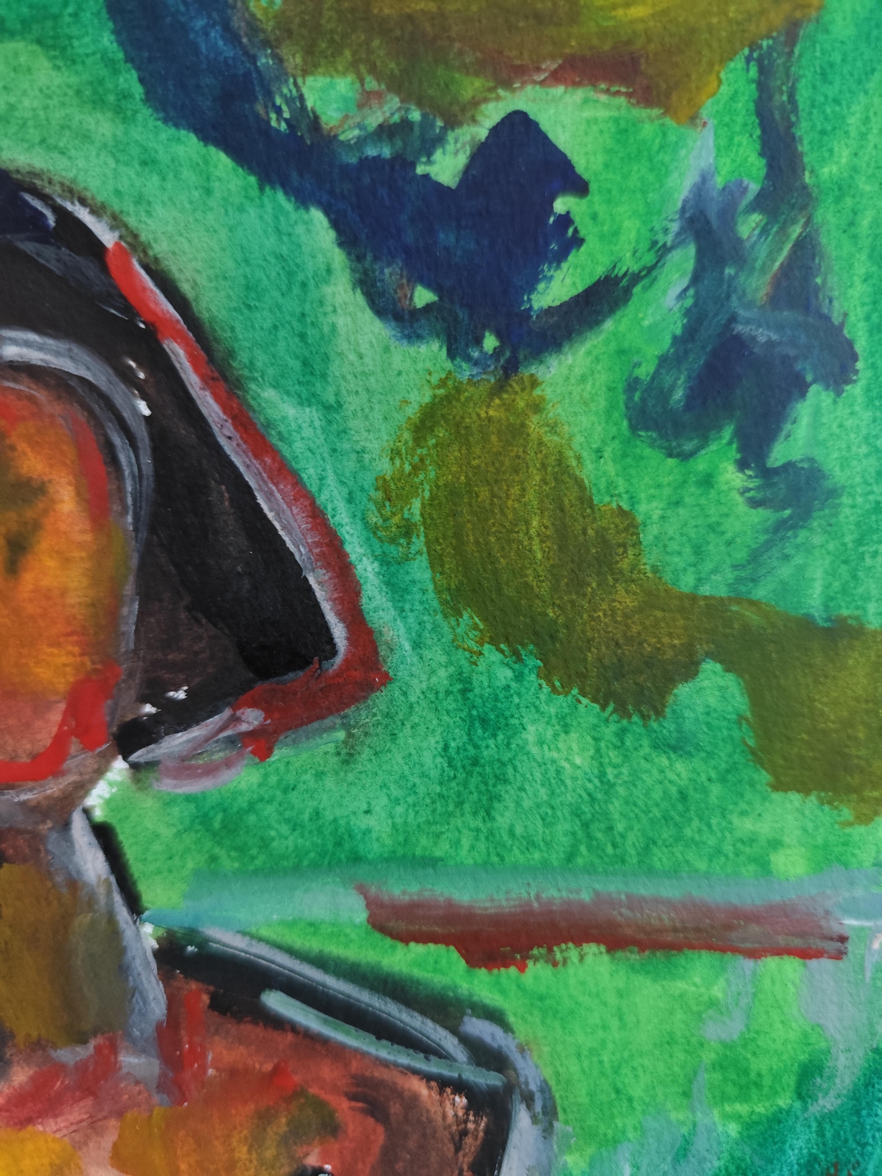 Pintura figurativa en acuarela de una mujer sobre papel 