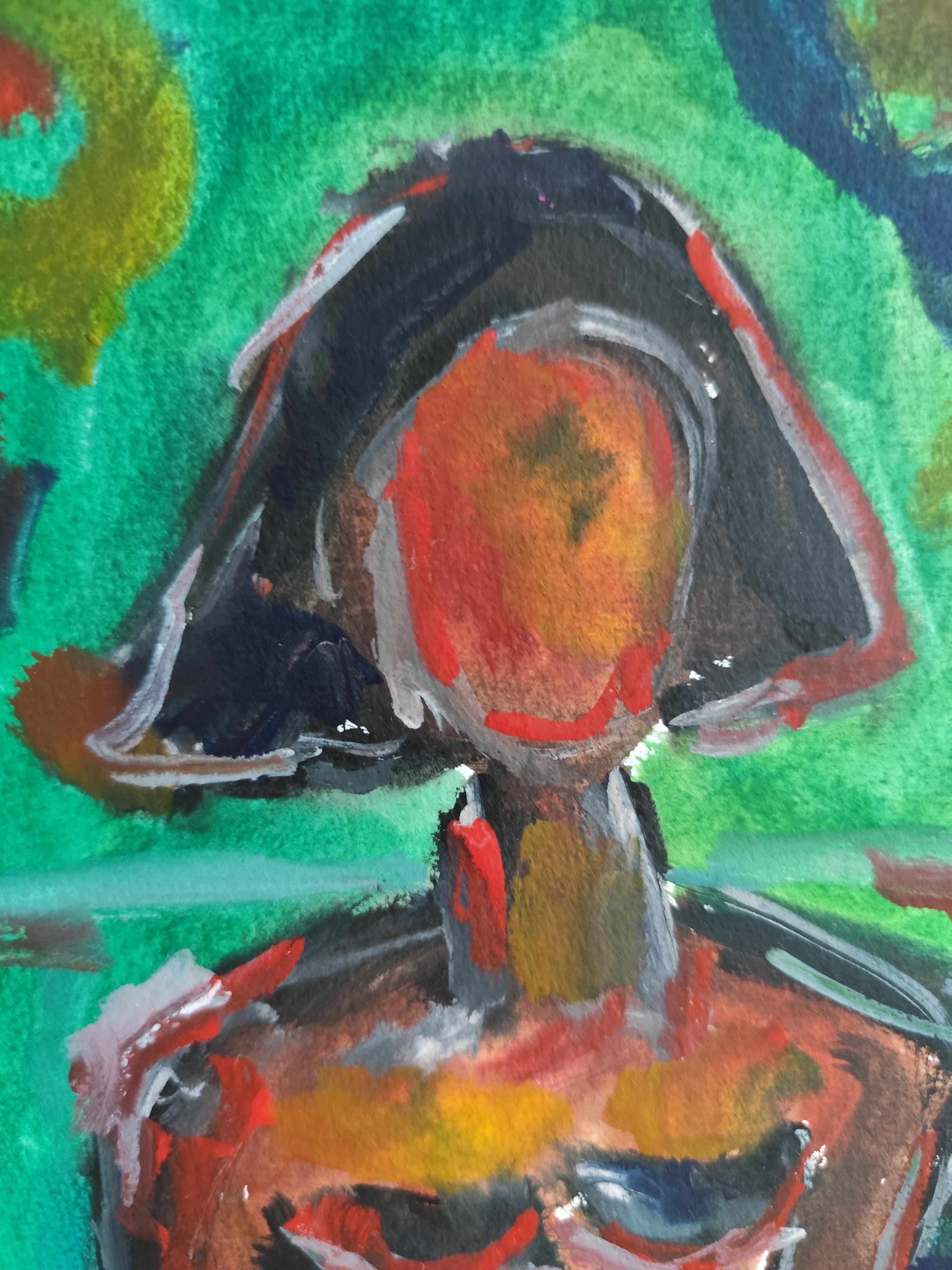 Pintura figurativa en acuarela de una mujer sobre papel 