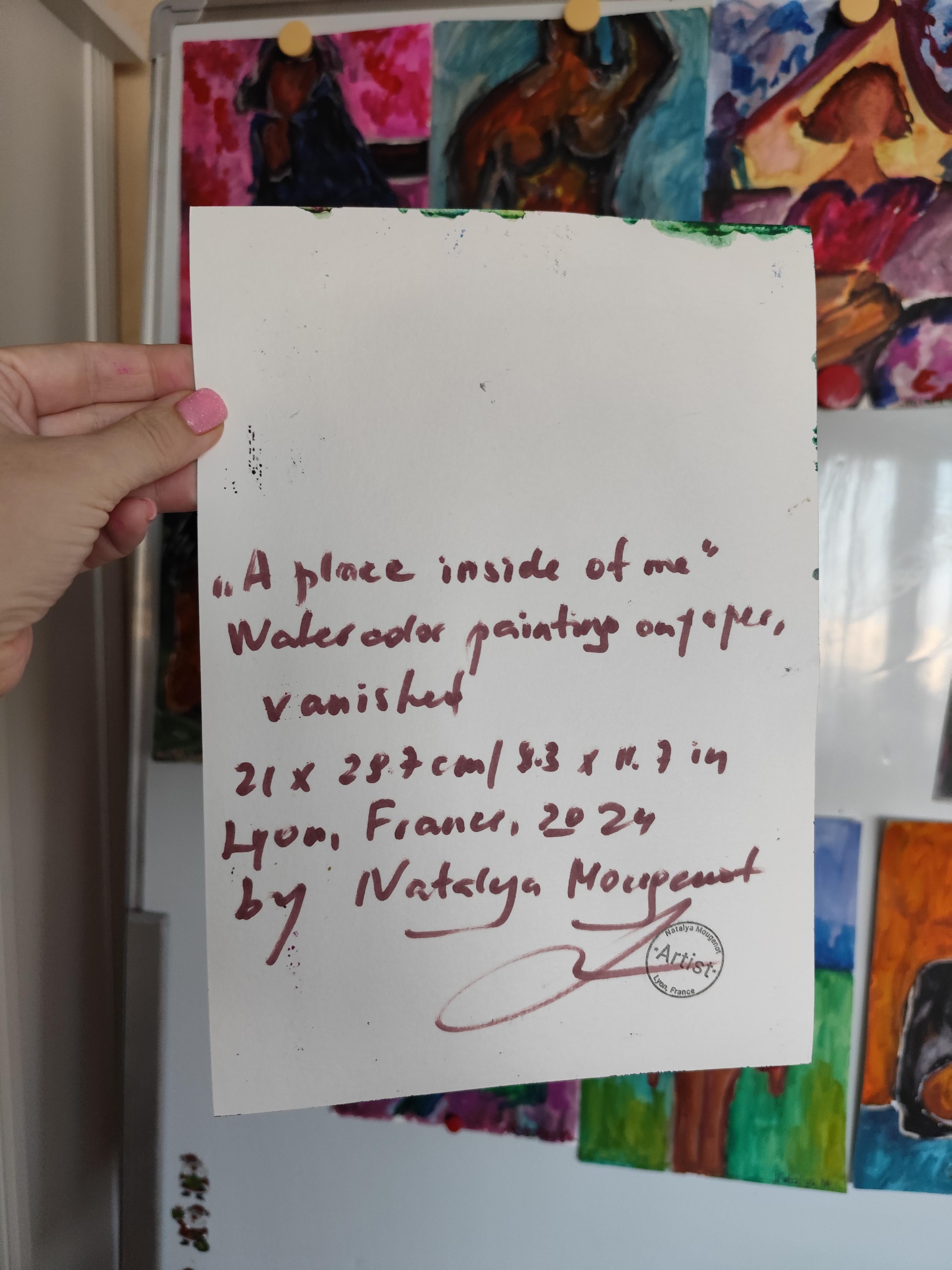 Pintura figurativa en acuarela de una mujer sobre papel 