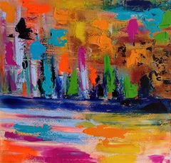 Abstract Art Acrylic on Cotton Canvas Vibrant Modern Expression "Happiness 0.2."