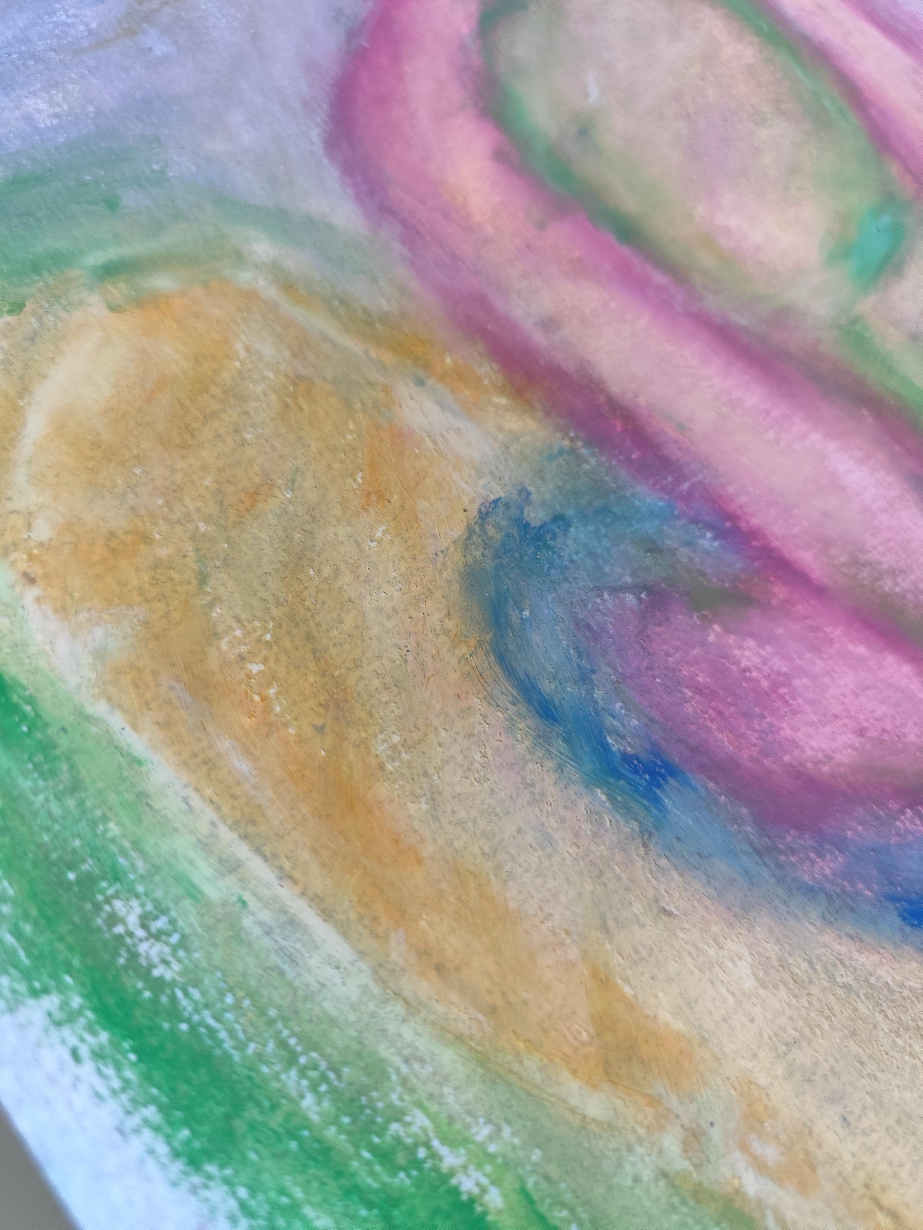 Espressionismo astratto angelo spirituale pastelli a olio su carta 