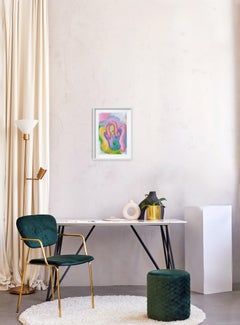 Abstract expressionism spiritual angel oil pastels on paper "How can I help?"