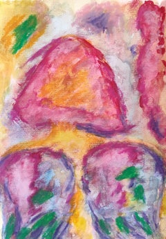 Abstract expressionism vivid spiritual oil pastels on paper "Angel"