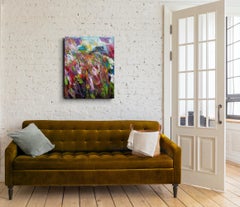 Grande peinture acrylique abstraite et expressive sur toile « Exploration florale »