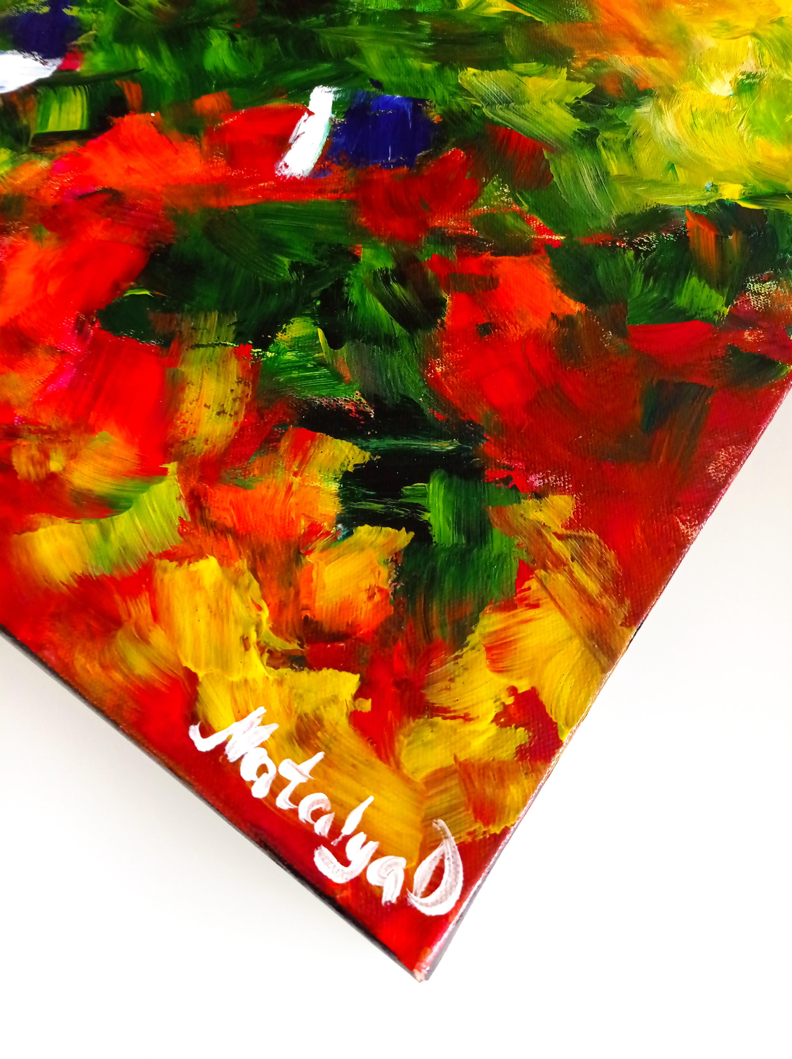 Peinture sur toile contemporaine expressive abstraite de nature vibrante  