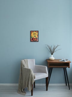 Abstract Impressionist expressive Floral Painting  oil Paper "Sunflower delight"