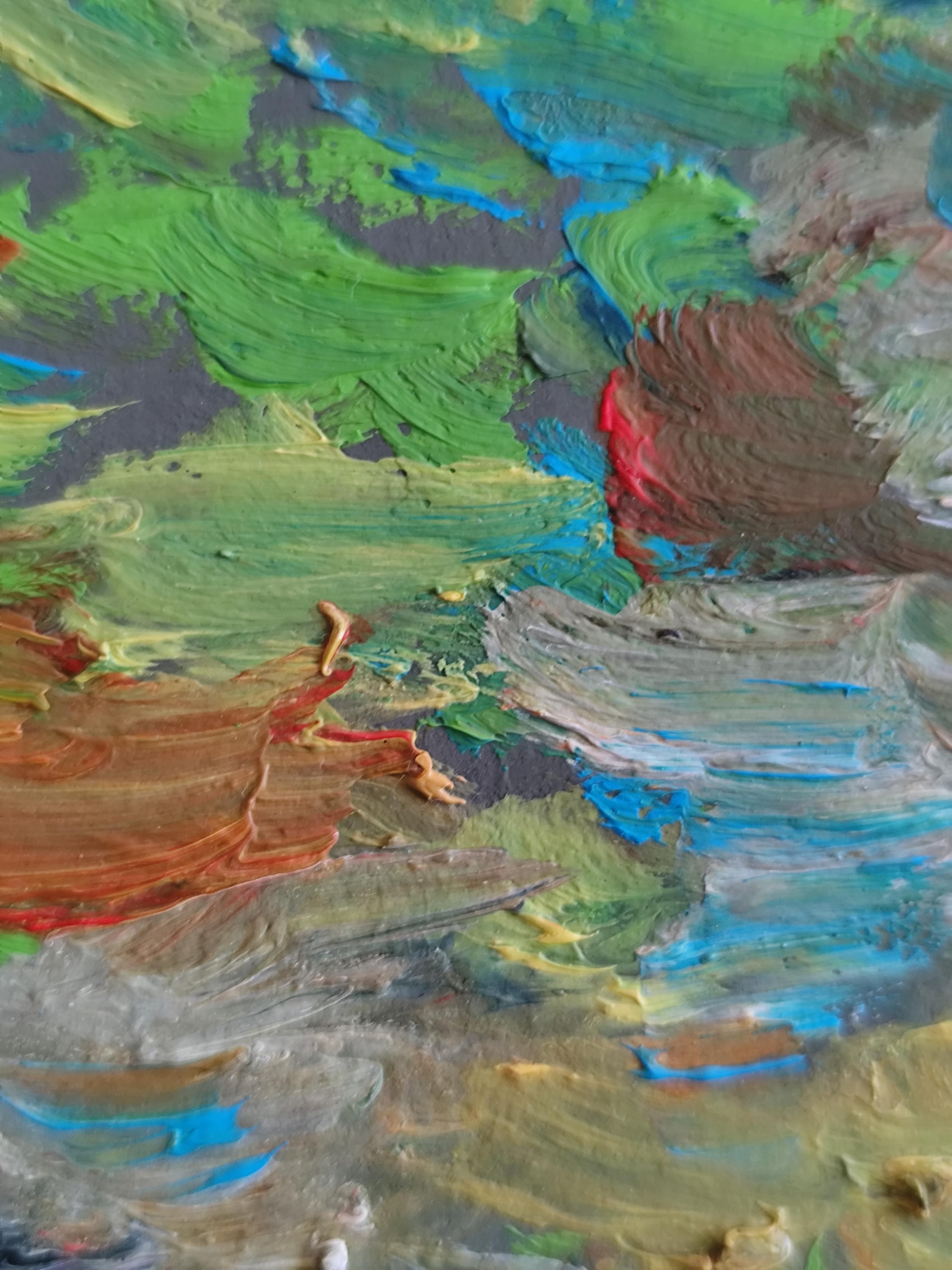 Pintura al óleo naturaleza expresiva impresionista abstracta papel 