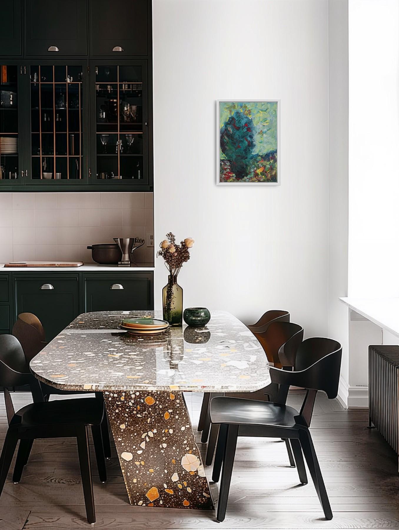 Peinture impressionniste abstraite à l'huile sur papier 