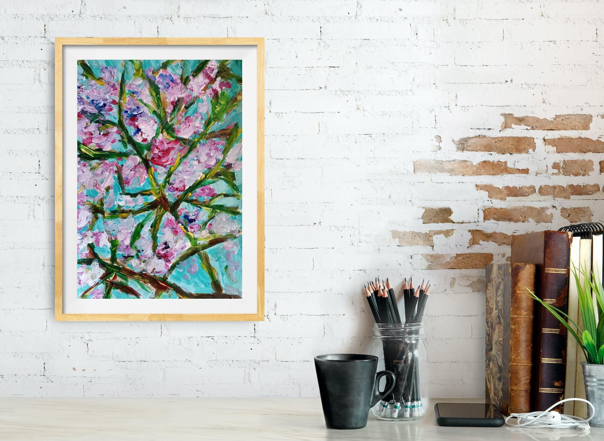 Almond blossom  - Painting by Natalya Mougenot 