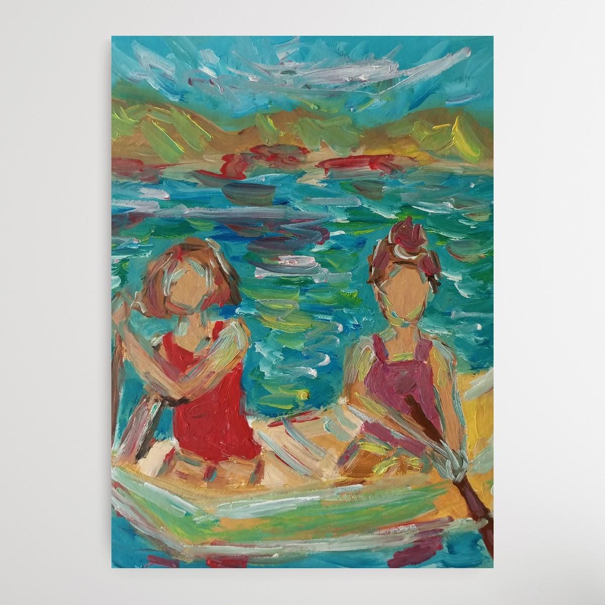 Contemporary impressionist expressive oil painting of women on paper For Sale 3