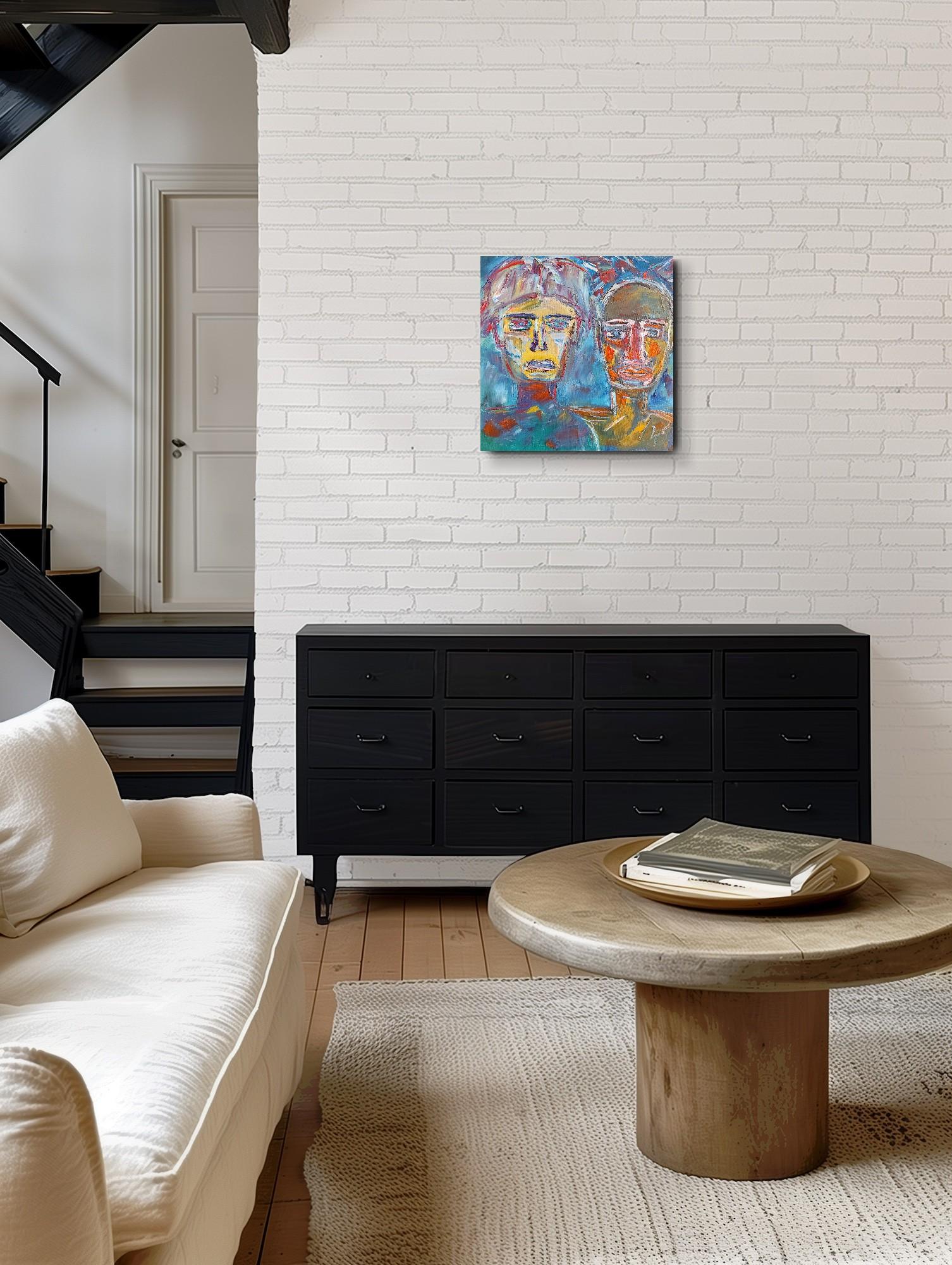Andy Warhol & Jean-Michel Basquiat Ritratto -Pittura ad olio Pop Art moderna su tela in vendita 9