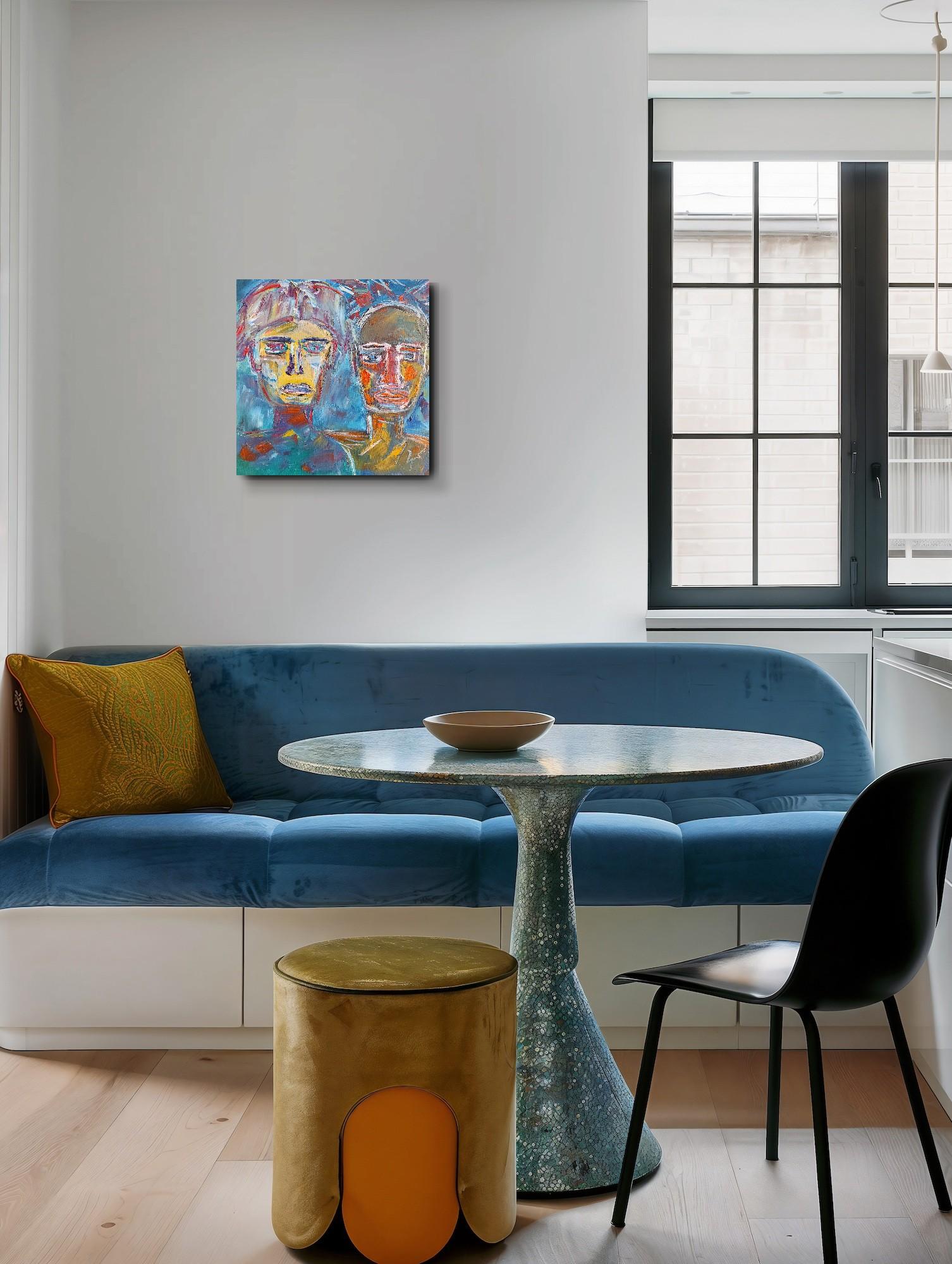 Andy Warhol & Jean-Michel Basquiat Ritratto -Pittura ad olio Pop Art moderna su tela in vendita 10