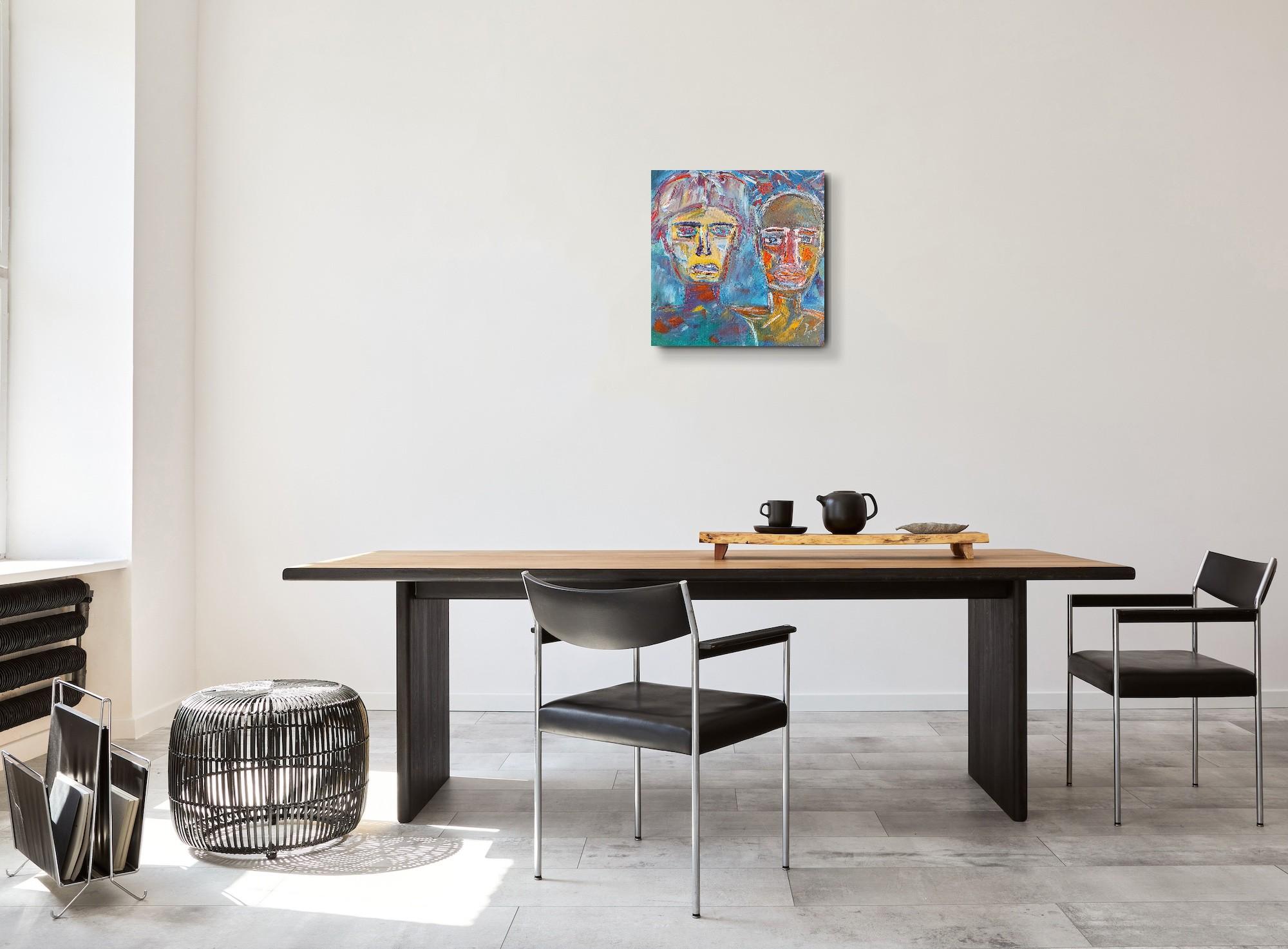 Andy Warhol & Jean-Michel Basquiat Ritratto -Pittura ad olio Pop Art moderna su tela in vendita 11