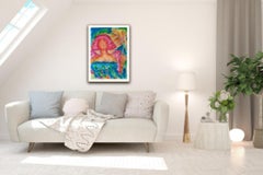Spiritual angel oil pastel painting on heavyweight paper "Angel of Light"