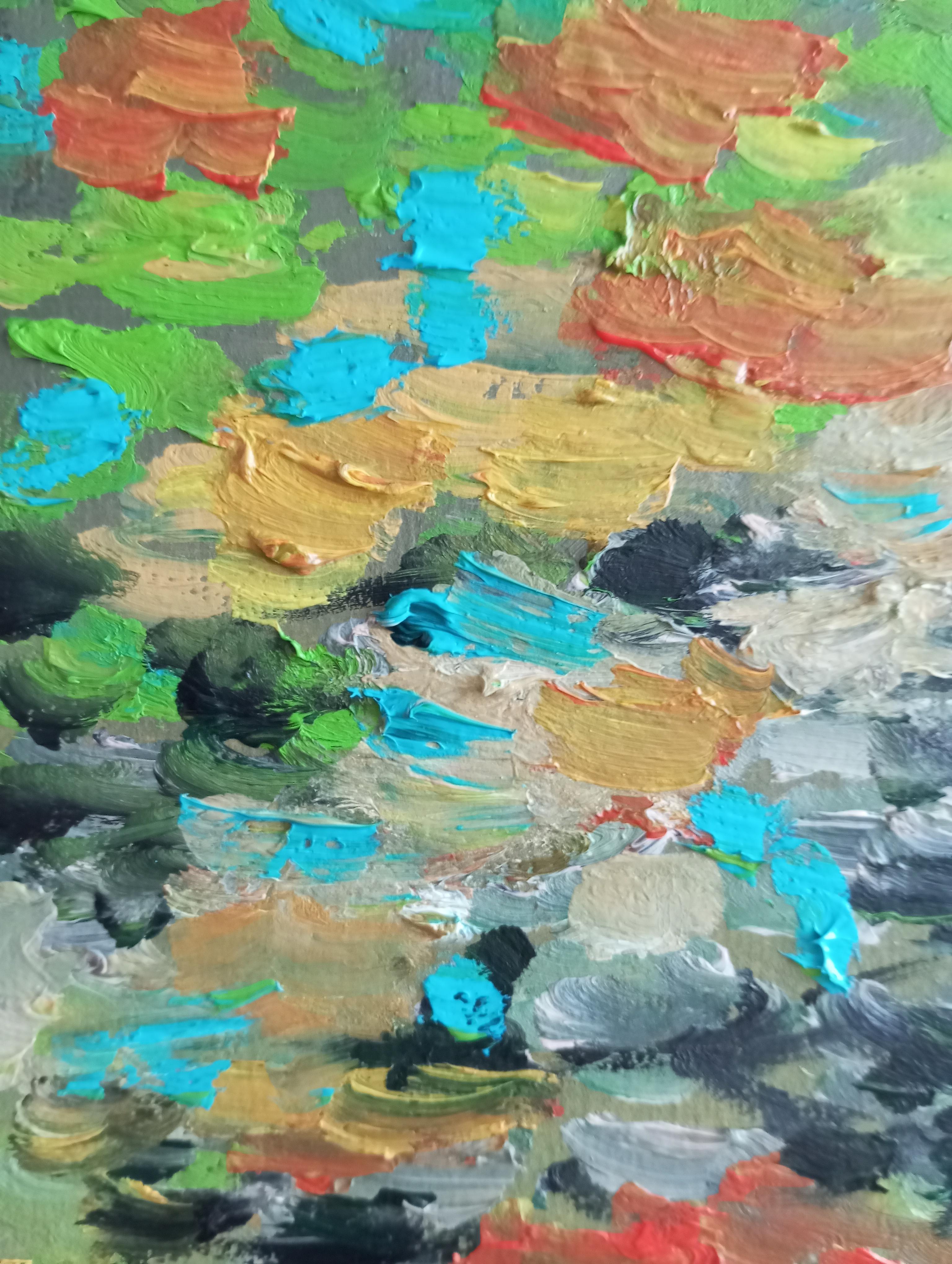 Pintura al óleo naturaleza expresiva impresionista abstracta papel 