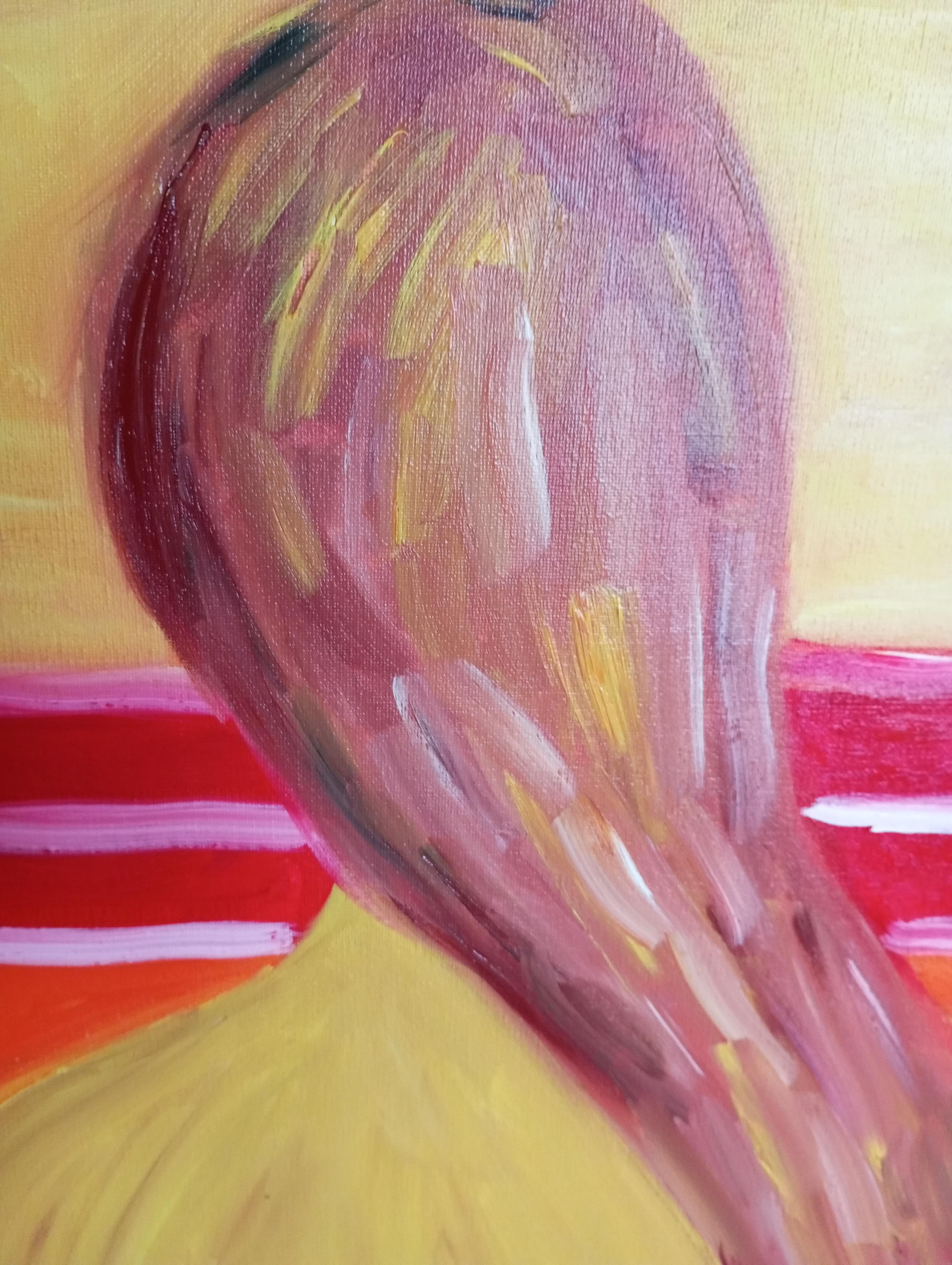 Figurativo contemporaneo  pittura ad olio  di una donna su tela pronta da appendere in vendita 7