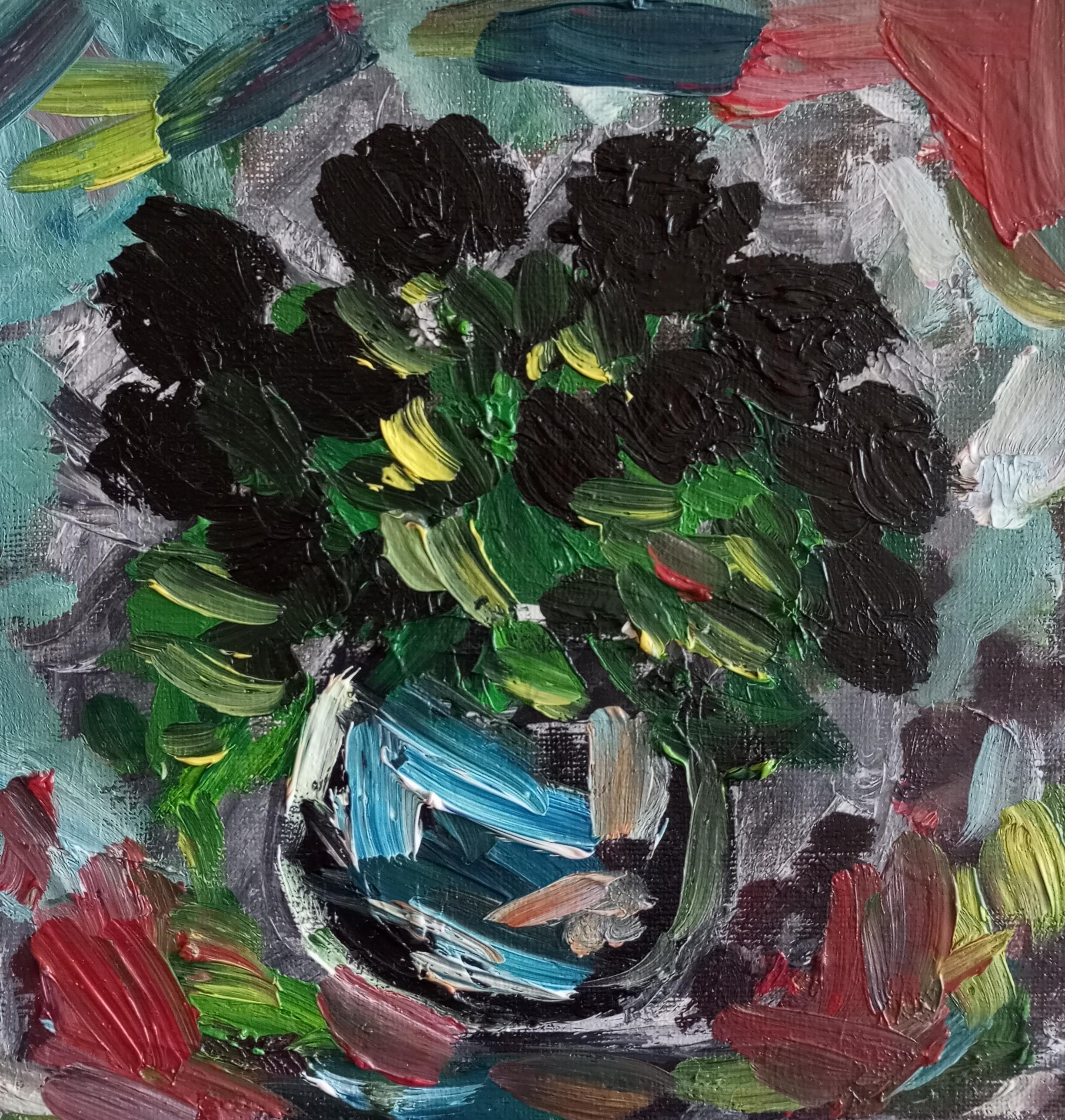 Natalya Mougenot  Abstract Painting - "Black roses"