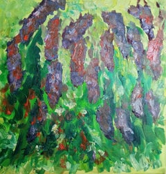 "Blooming irises" (contemporary impressionist floral painting on canvas)