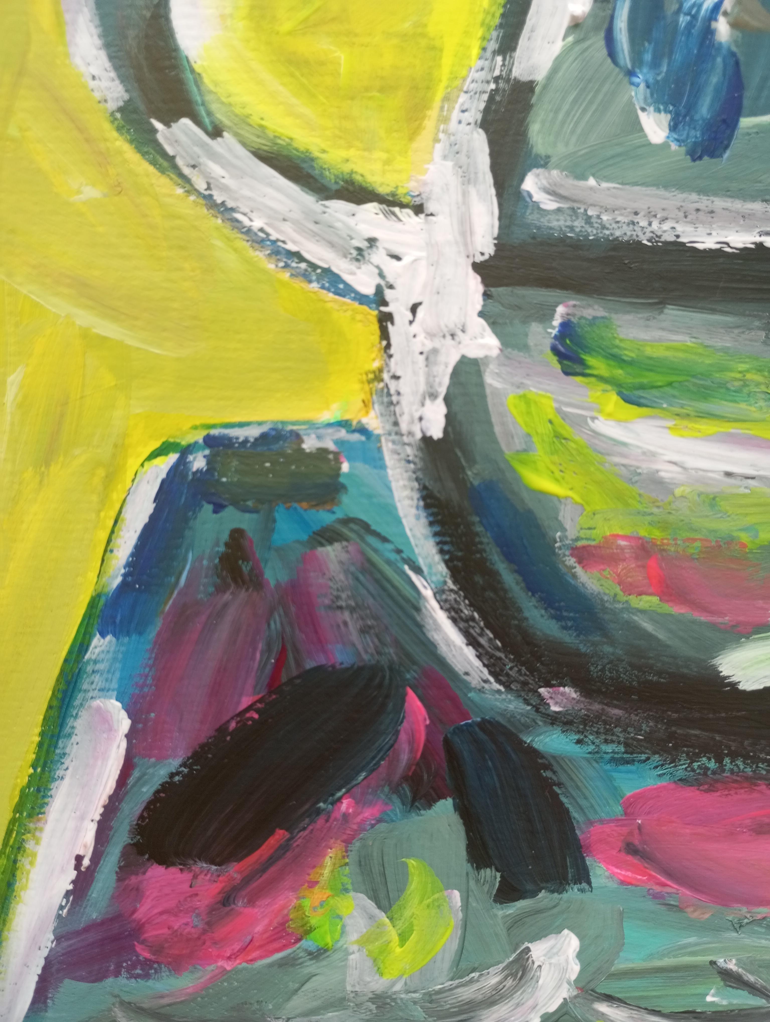 Ccontemporanea arte floreale impressionista in acrilico su carta ispirata a Van Gogh in vendita 12
