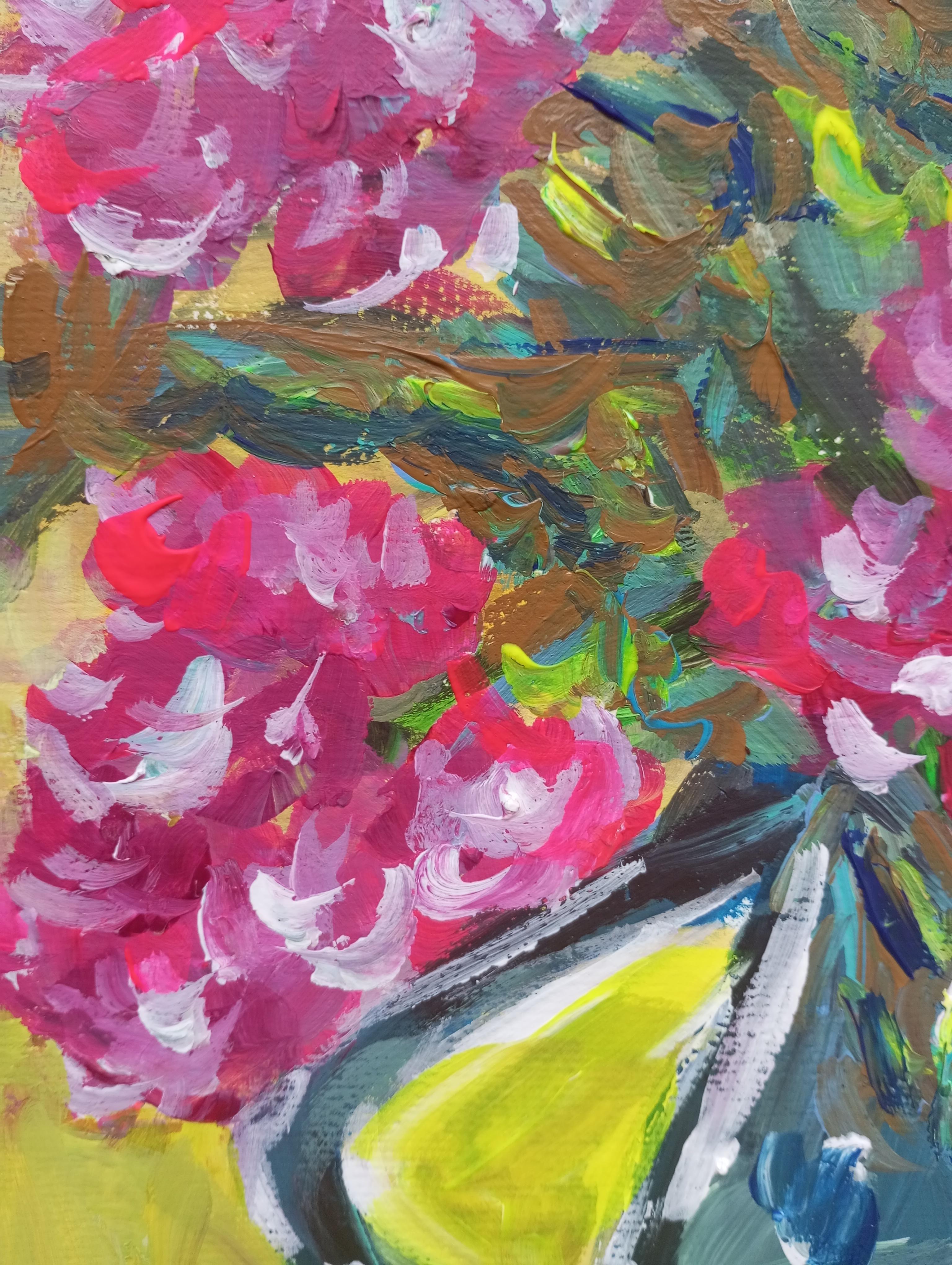 Ccontemporanea arte floreale impressionista in acrilico su carta ispirata a Van Gogh in vendita 15