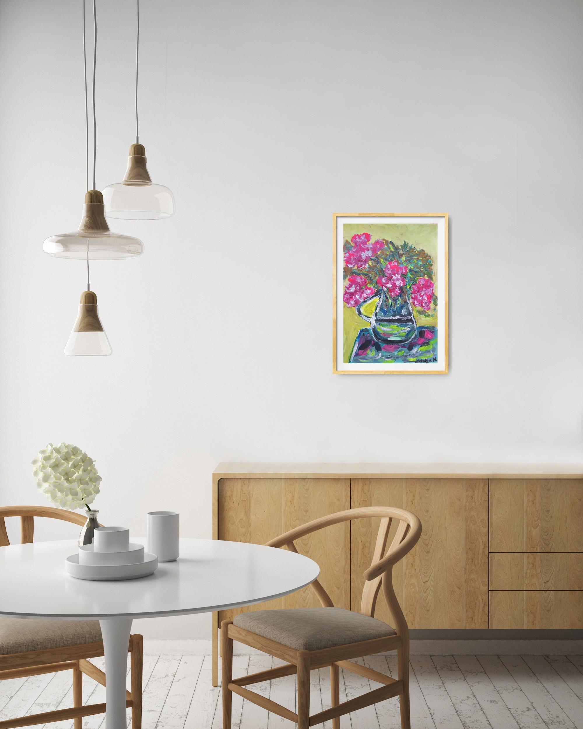 Ccontemporanea arte floreale impressionista in acrilico su carta ispirata a Van Gogh in vendita 2