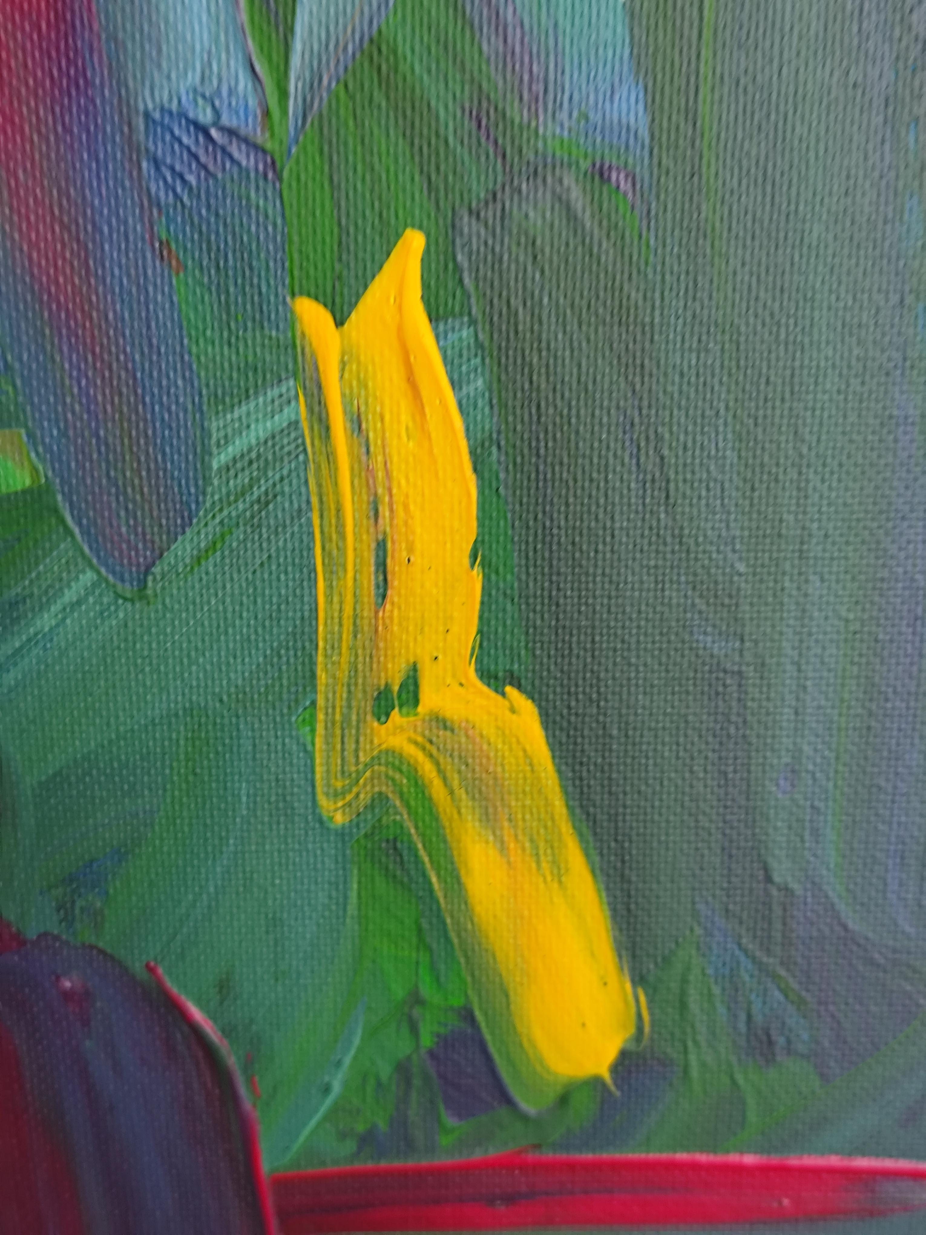 Mujer expresiva contemporánea sin rostro pintura acrílica sobre lienzo de lino en venta 7