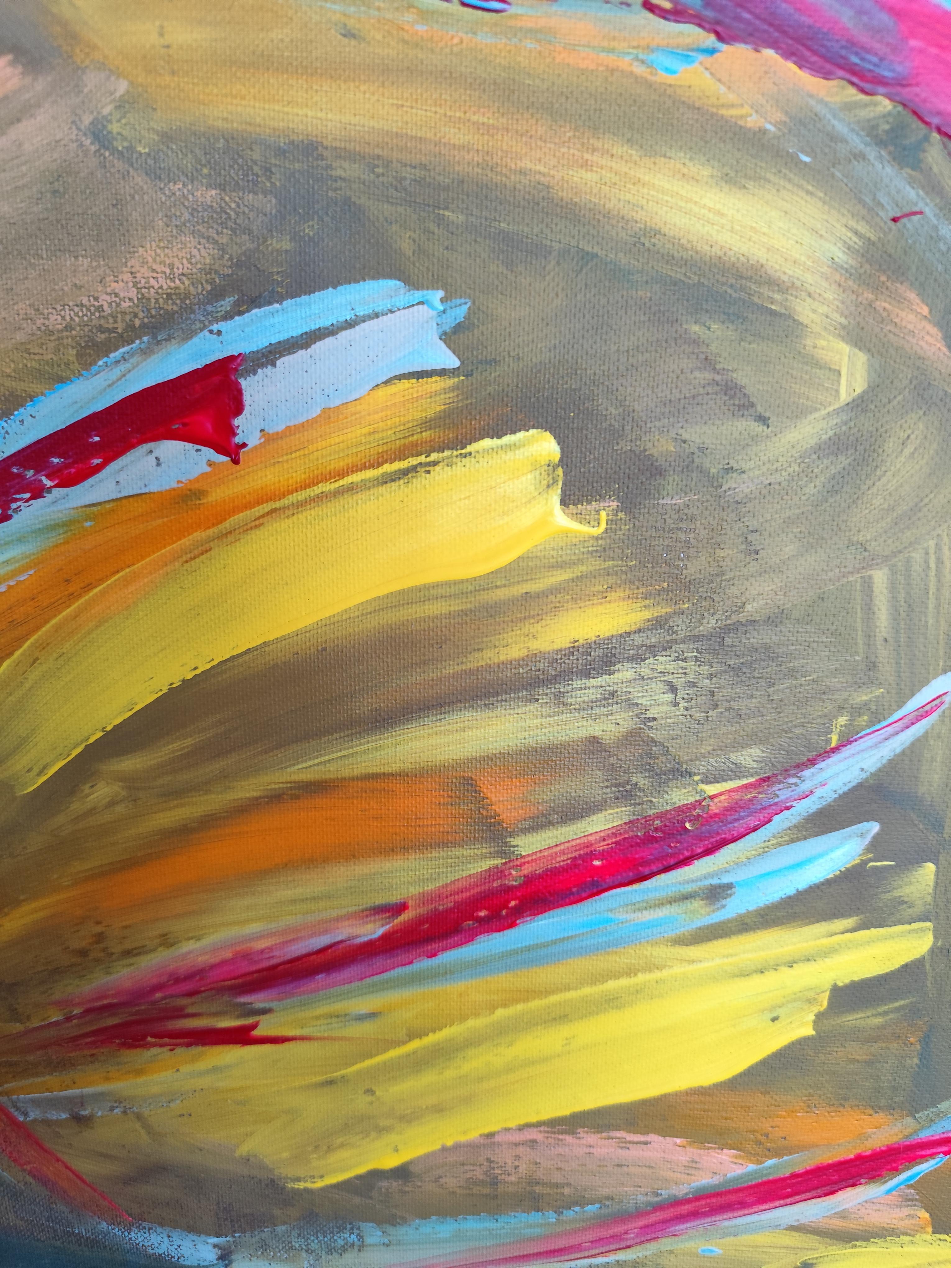 Mujer expresiva contemporánea sin rostro pintura acrílica sobre lienzo de lino en venta 10