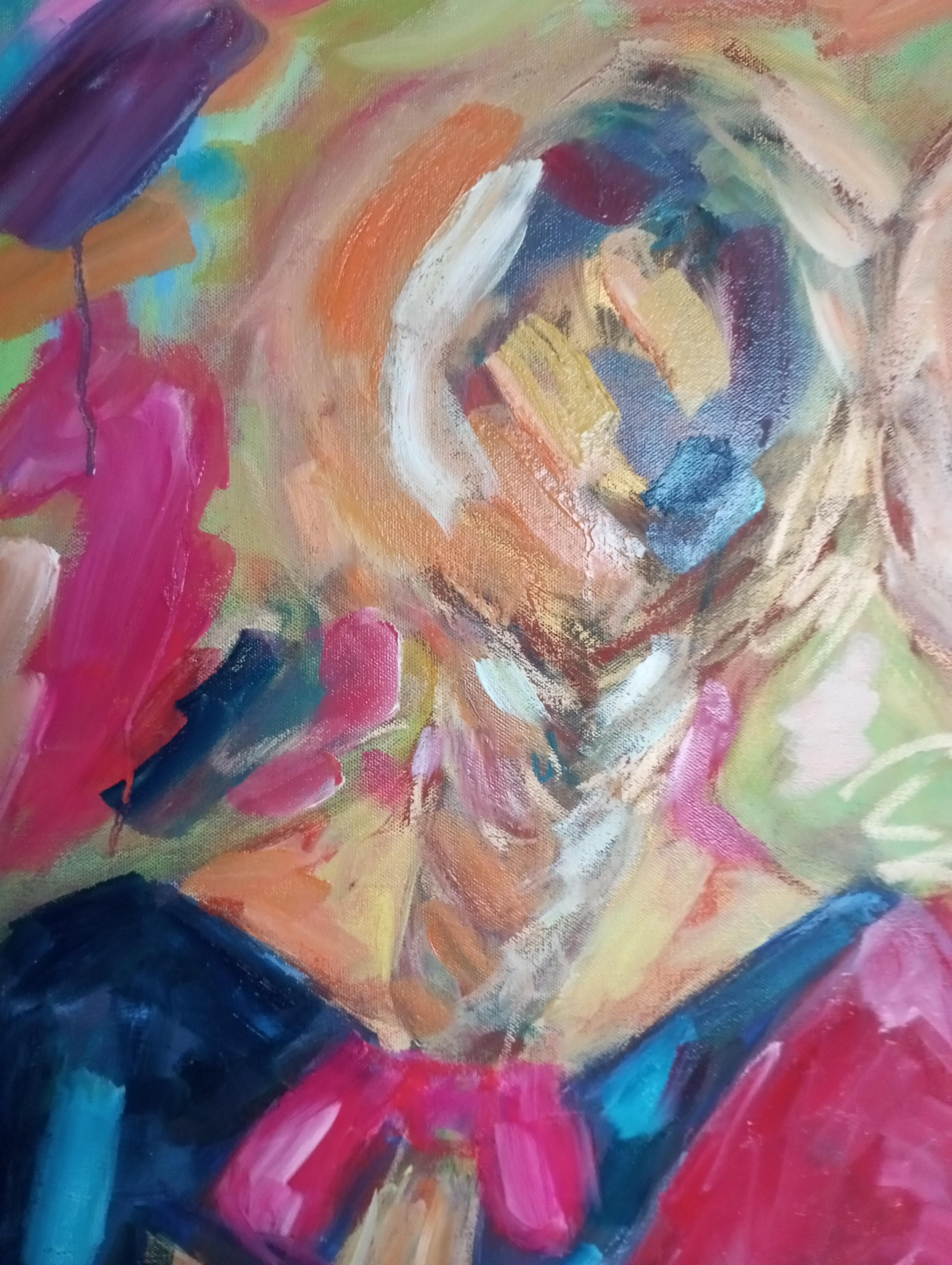 Grande quadro figurativo contemporaneo di donna olio su tela 