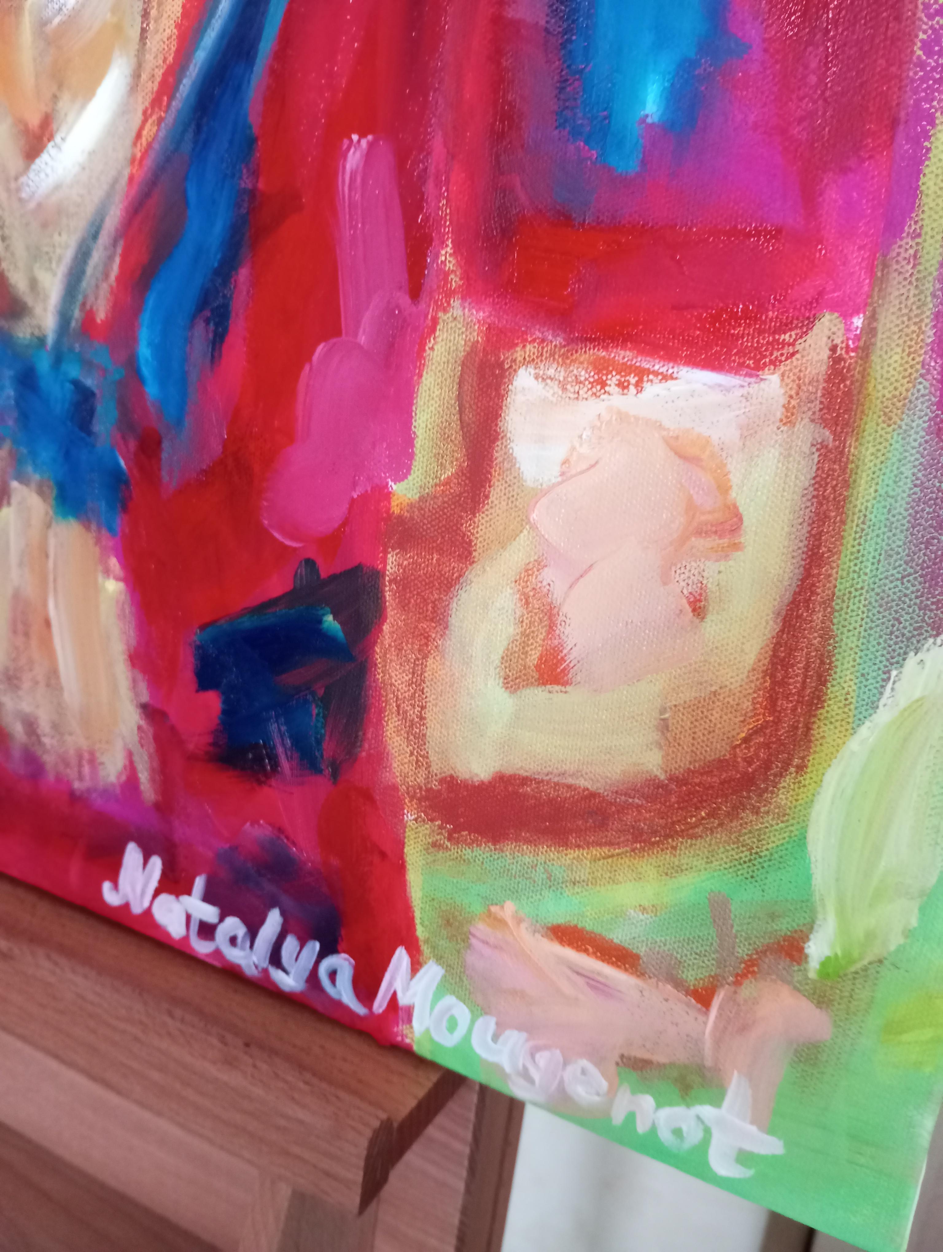 Grande quadro figurativo contemporaneo di donna olio su tela 