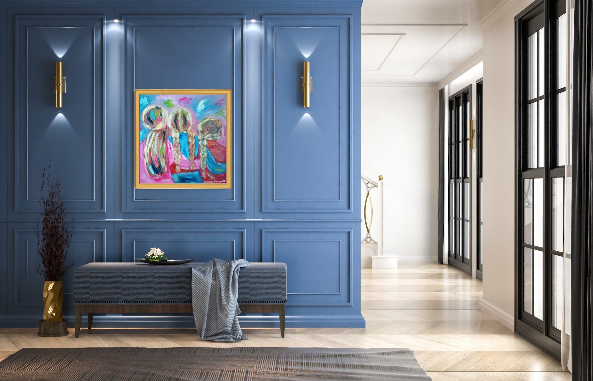 Grande quadro figurativo contemporaneo di donna olio su tela 