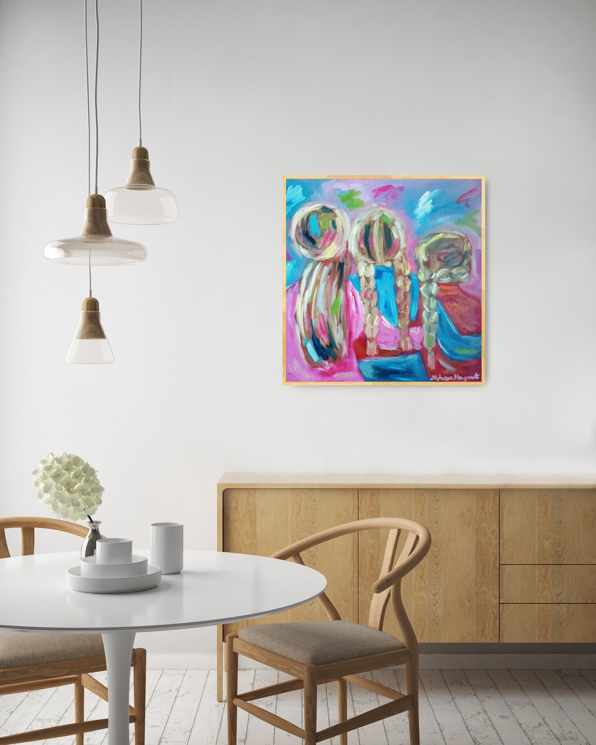 Grande quadro figurativo contemporaneo di donna olio su tela 
