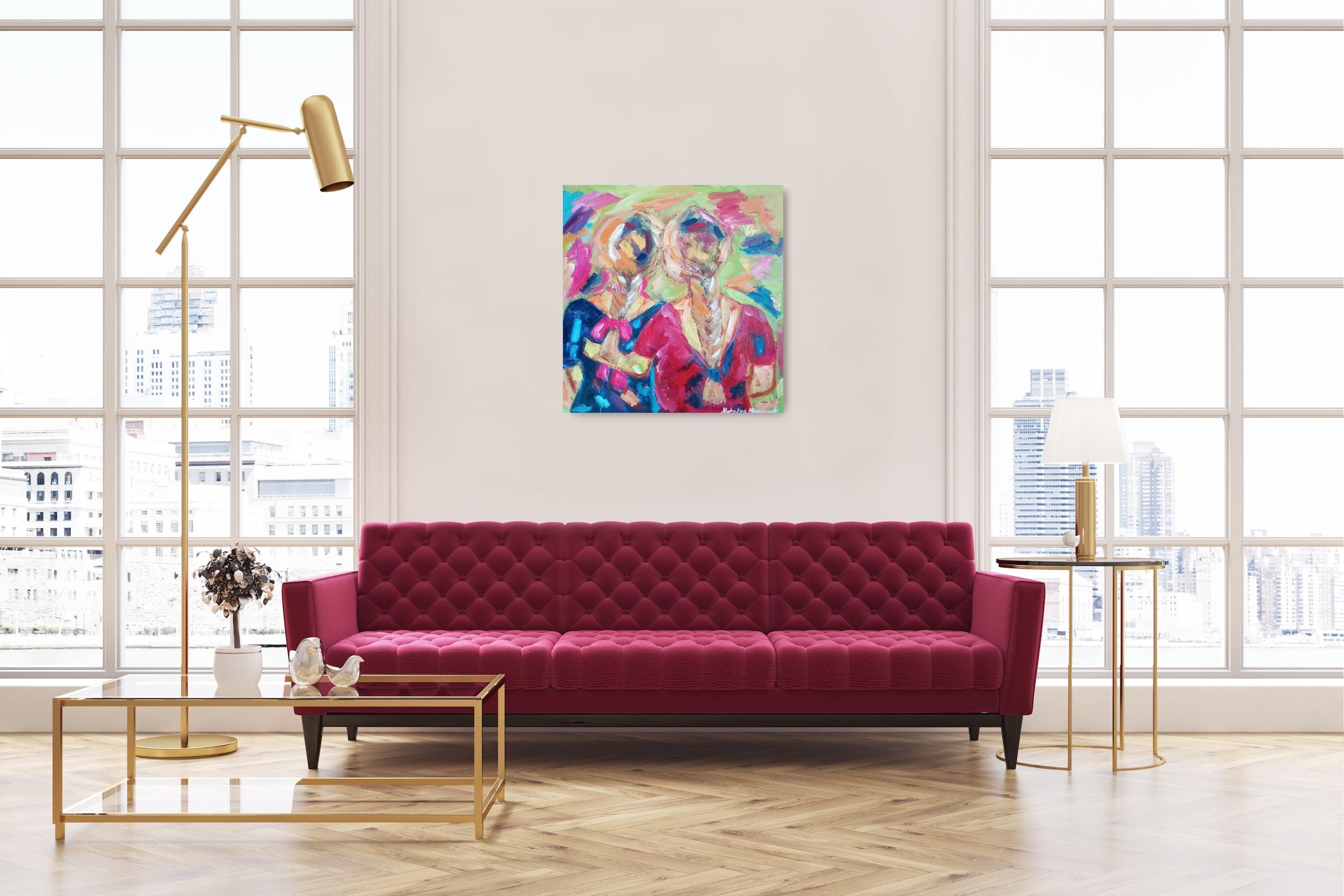 Grande quadro figurativo contemporaneo di donna olio su tela 