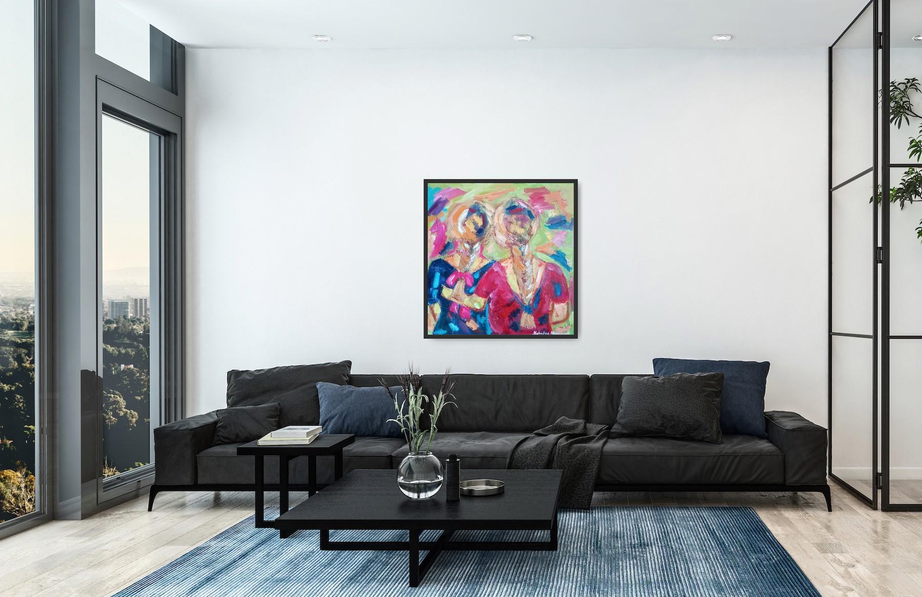 Grande quadro figurativo contemporaneo di donna olio su tela 