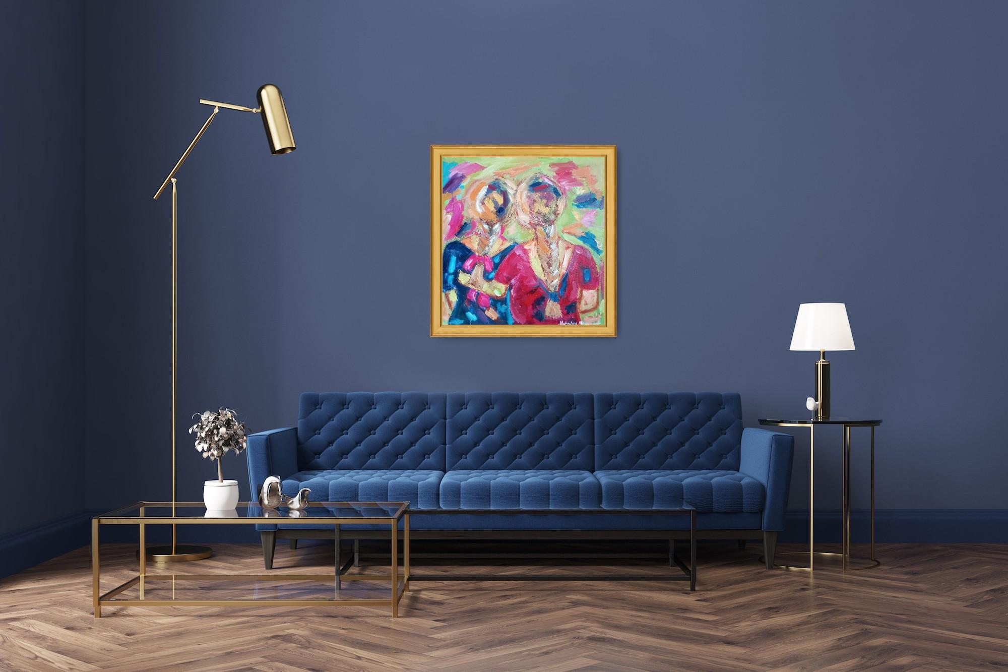 Grande quadro figurativo contemporaneo di donna olio su tela 