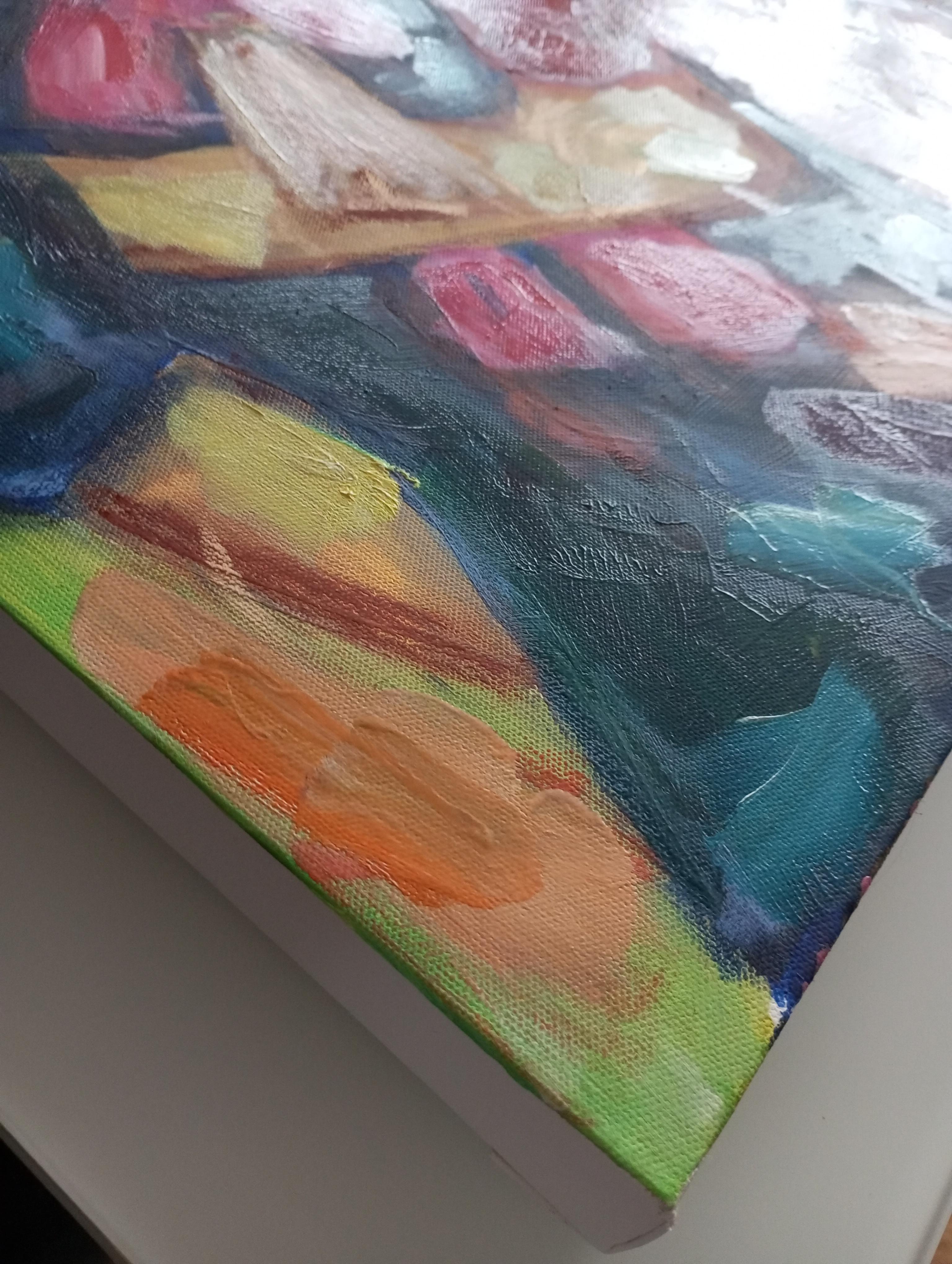 Grande quadro figurativo contemporaneo di donna olio su tela 