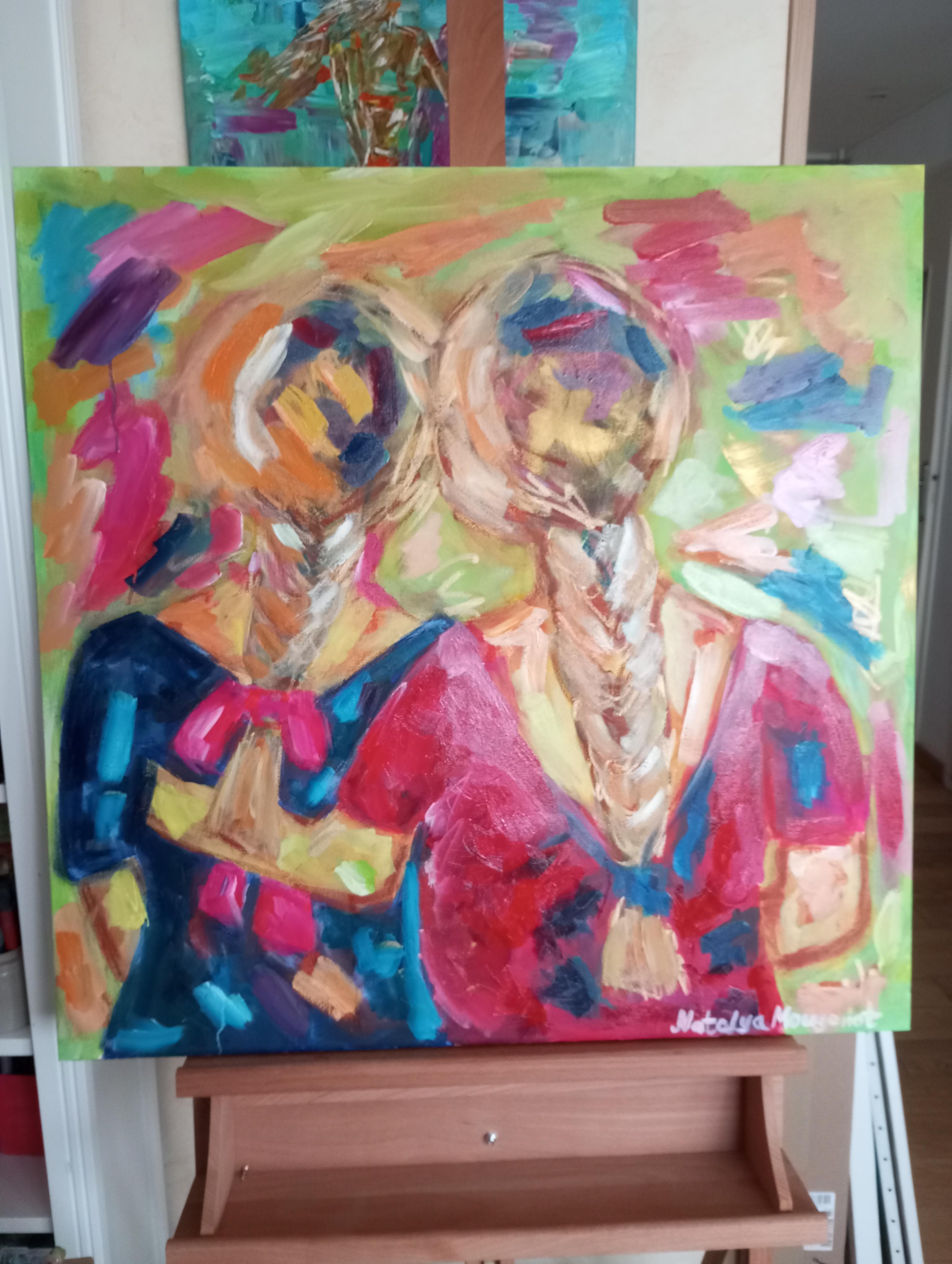 Grande quadro figurativo contemporaneo di donna olio su tela 