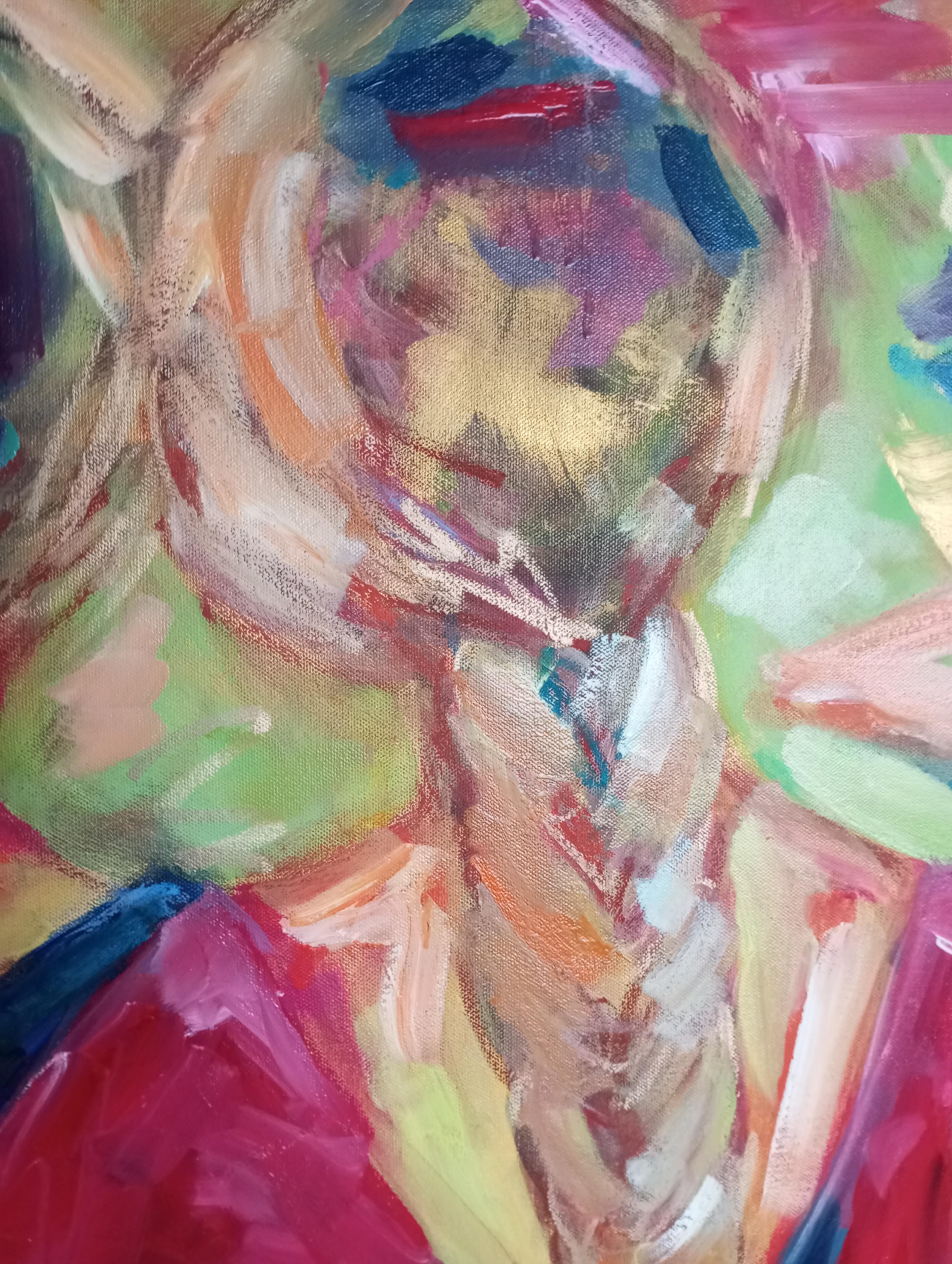 Grande quadro figurativo contemporaneo di donna olio su tela 