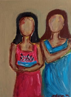"Bonding"( contemporary painting of two women )