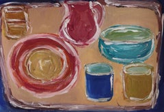 "Bandeja de desayuno" ( bodegón expresivo figurativo contemporáneo sobre papel)