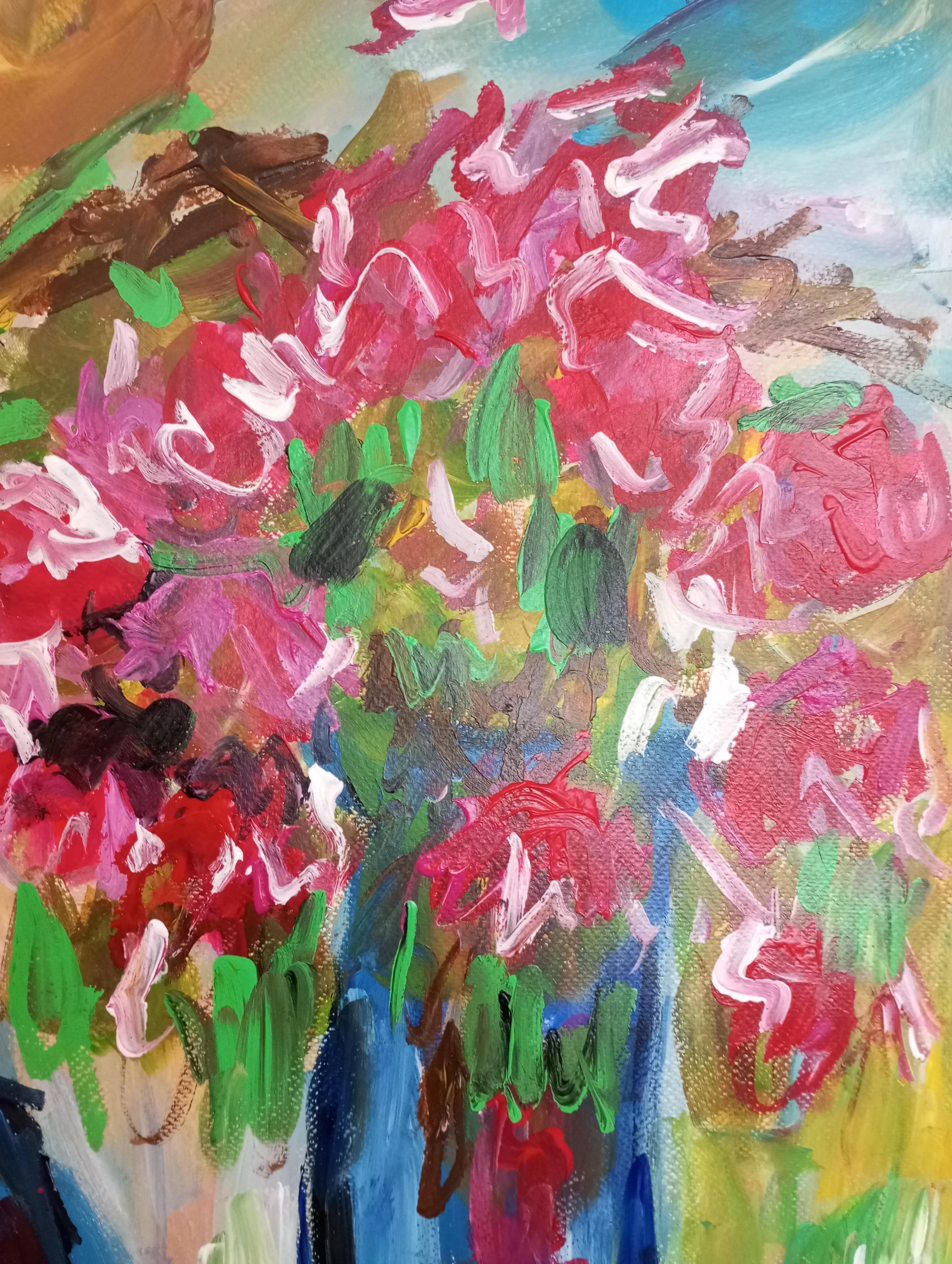 Naturaleza muerta contemporánea expresiva pintura acrílica sobre papel 