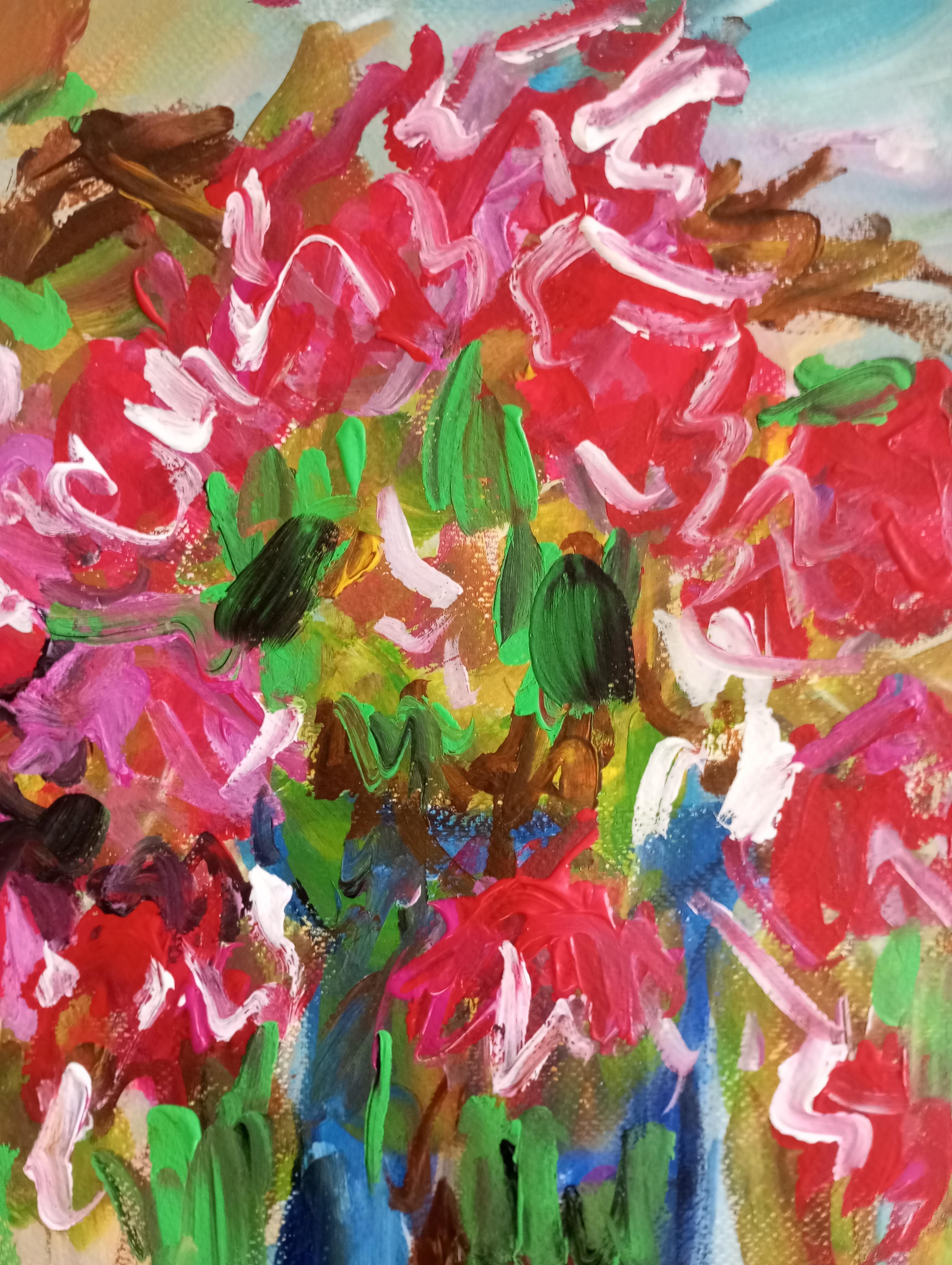 Naturaleza muerta contemporánea expresiva pintura acrílica sobre papel 