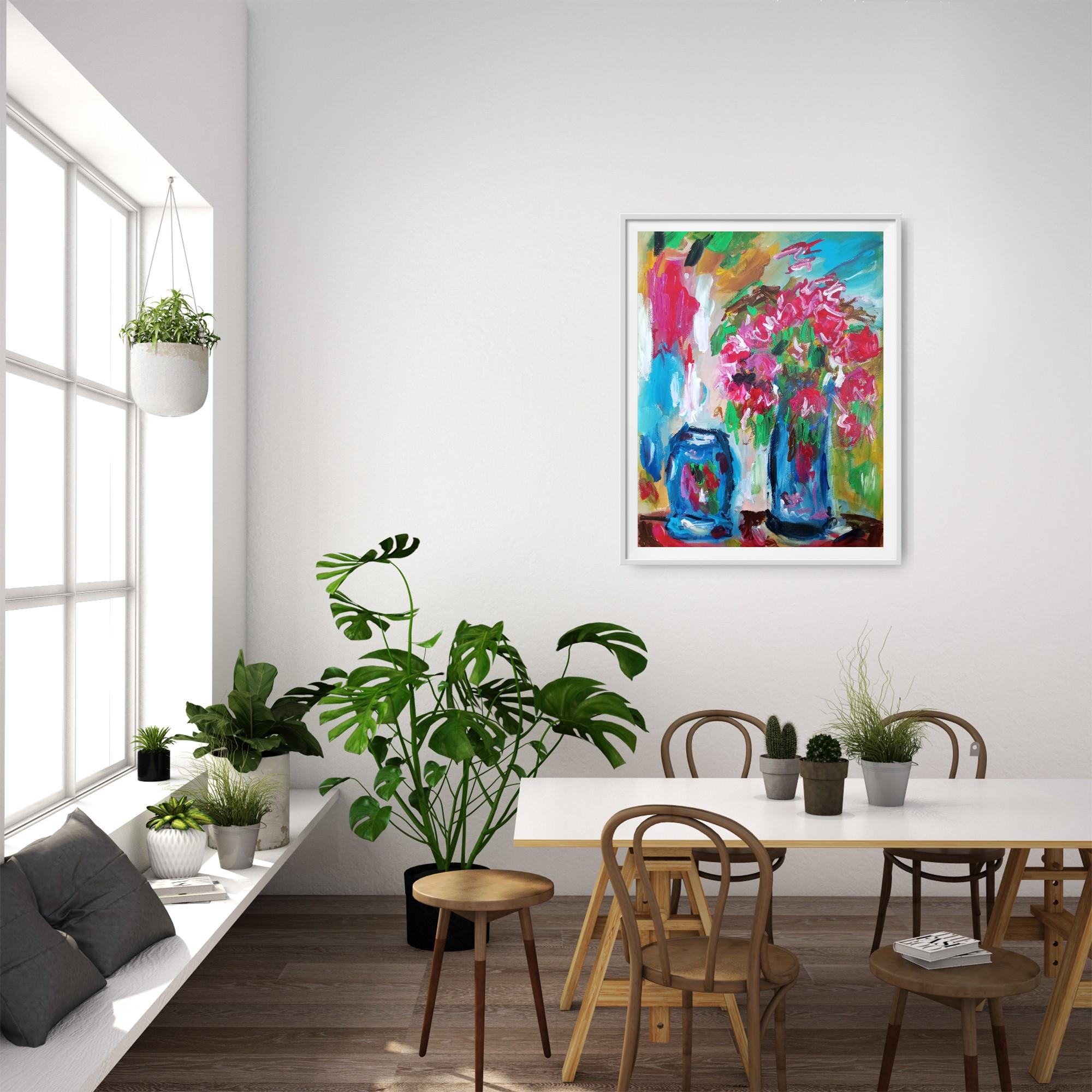 Naturaleza muerta contemporánea expresiva pintura acrílica sobre papel 